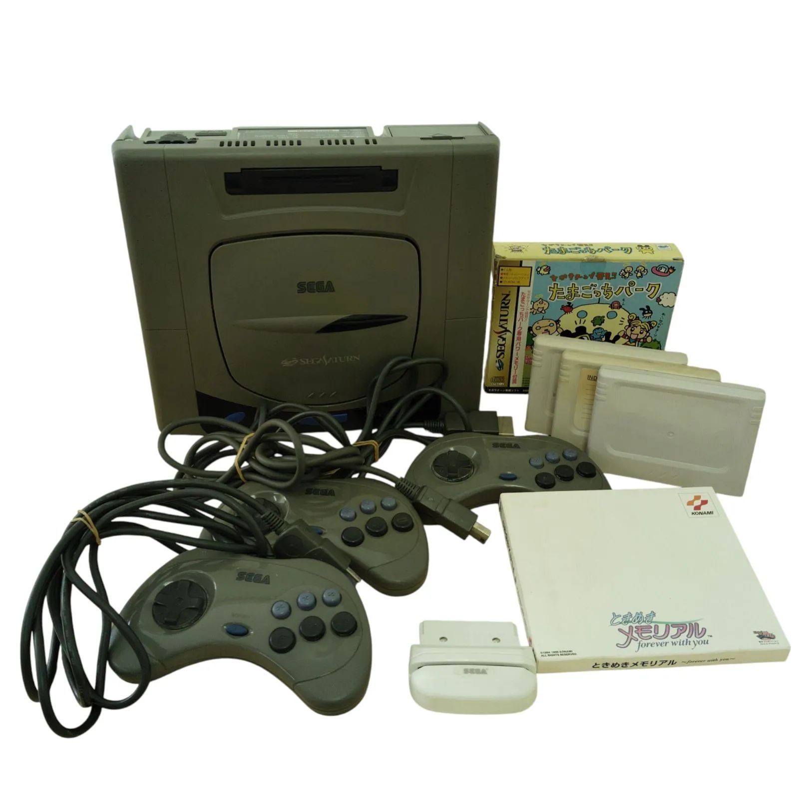Sega Saturn Console Gray HST-3200 + 2 Games