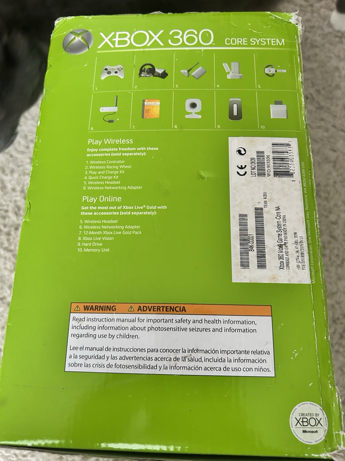 Xbox 360 Core System Launch Box ONLY With Sealed Manuals RARE