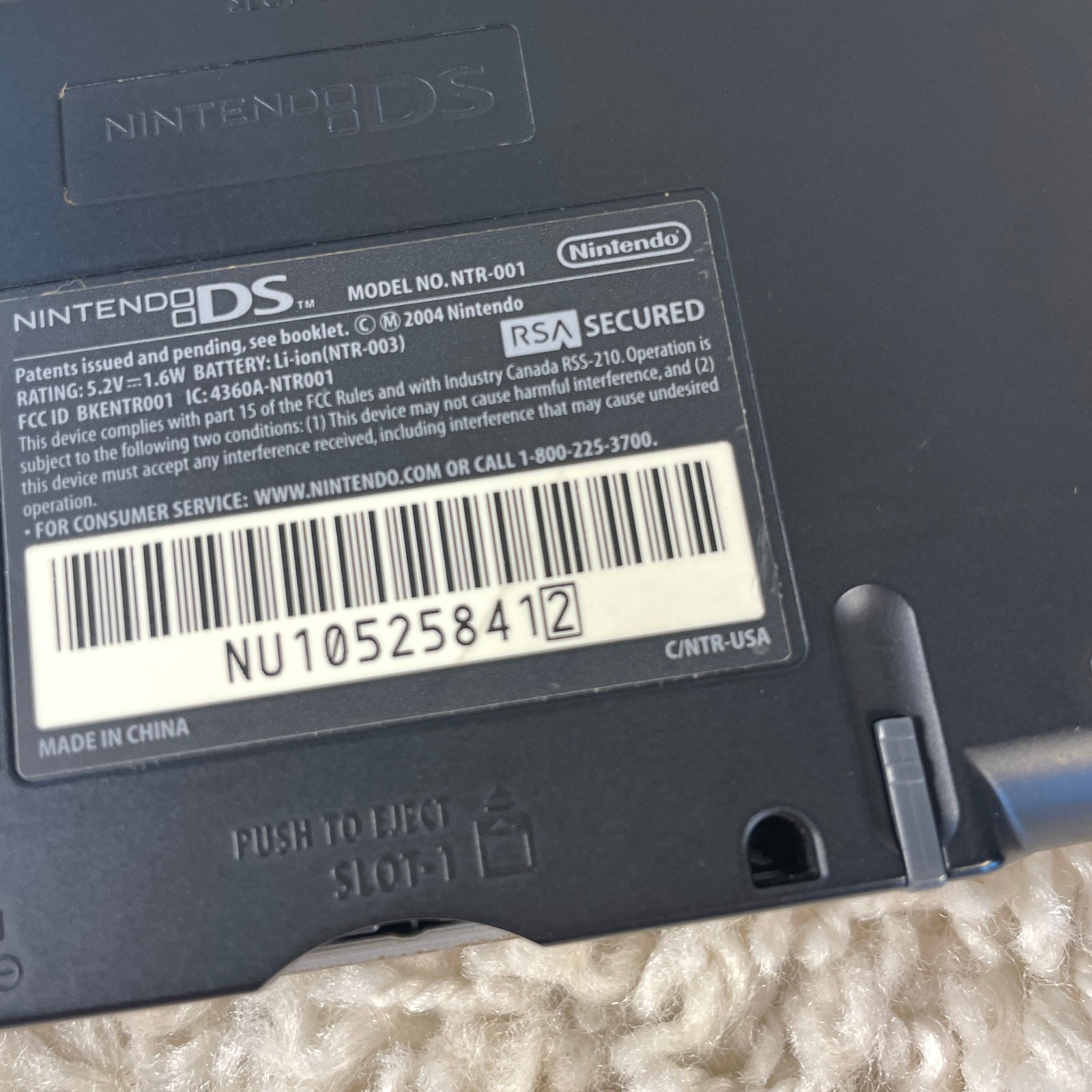 Nintendo DS Original NTR-001 Titanium Silver Handheld Console System READ