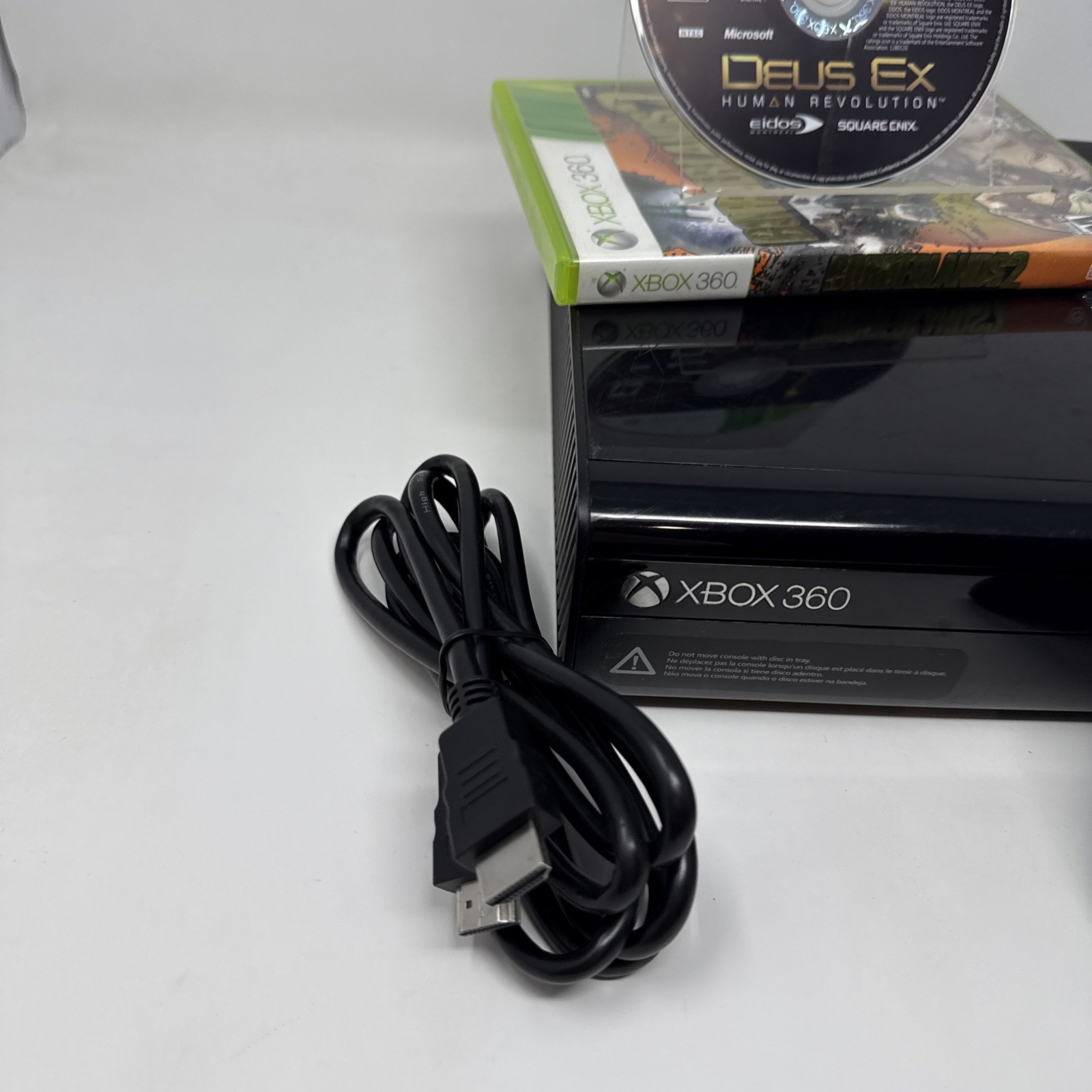 Microsoft XBox 360 E System BLACK Video Game Console 4GB Bundle 2 Games