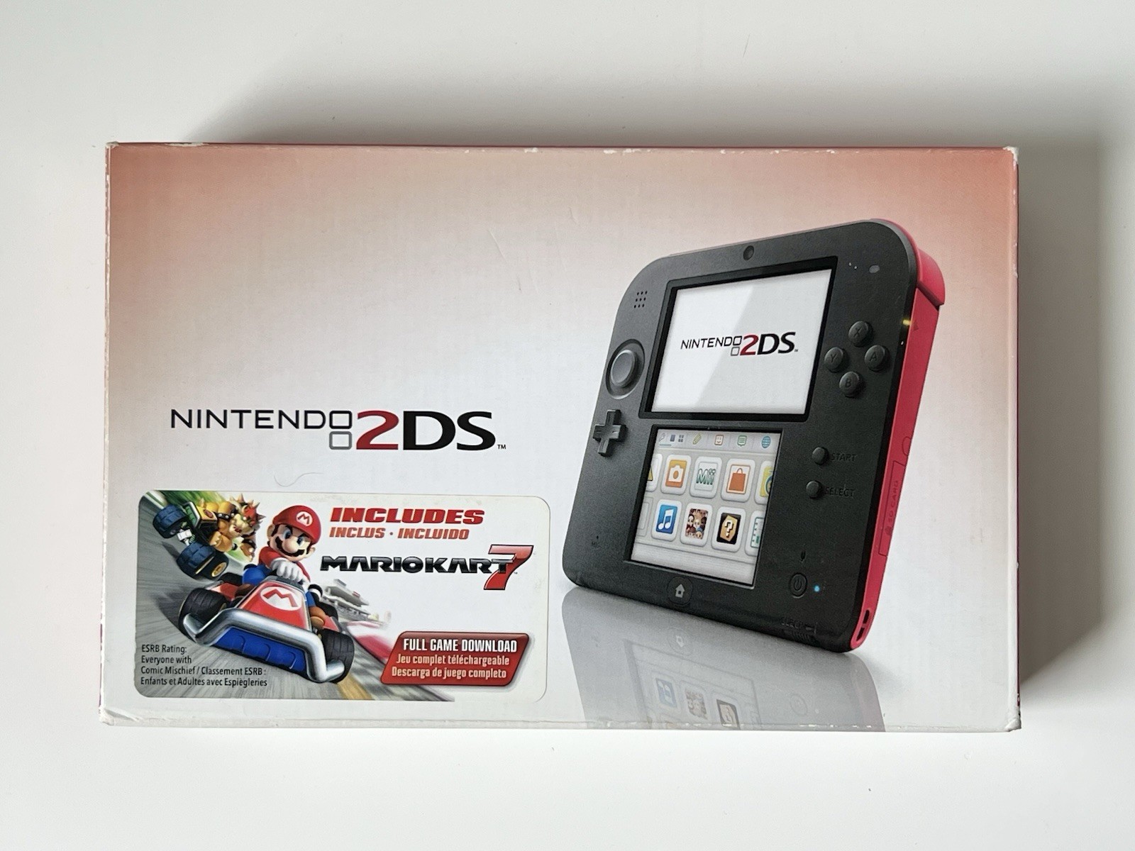 Nintendo 2DS Crimson Red Game Console 2013 + Mario Kart 7 FACTORY SEALED