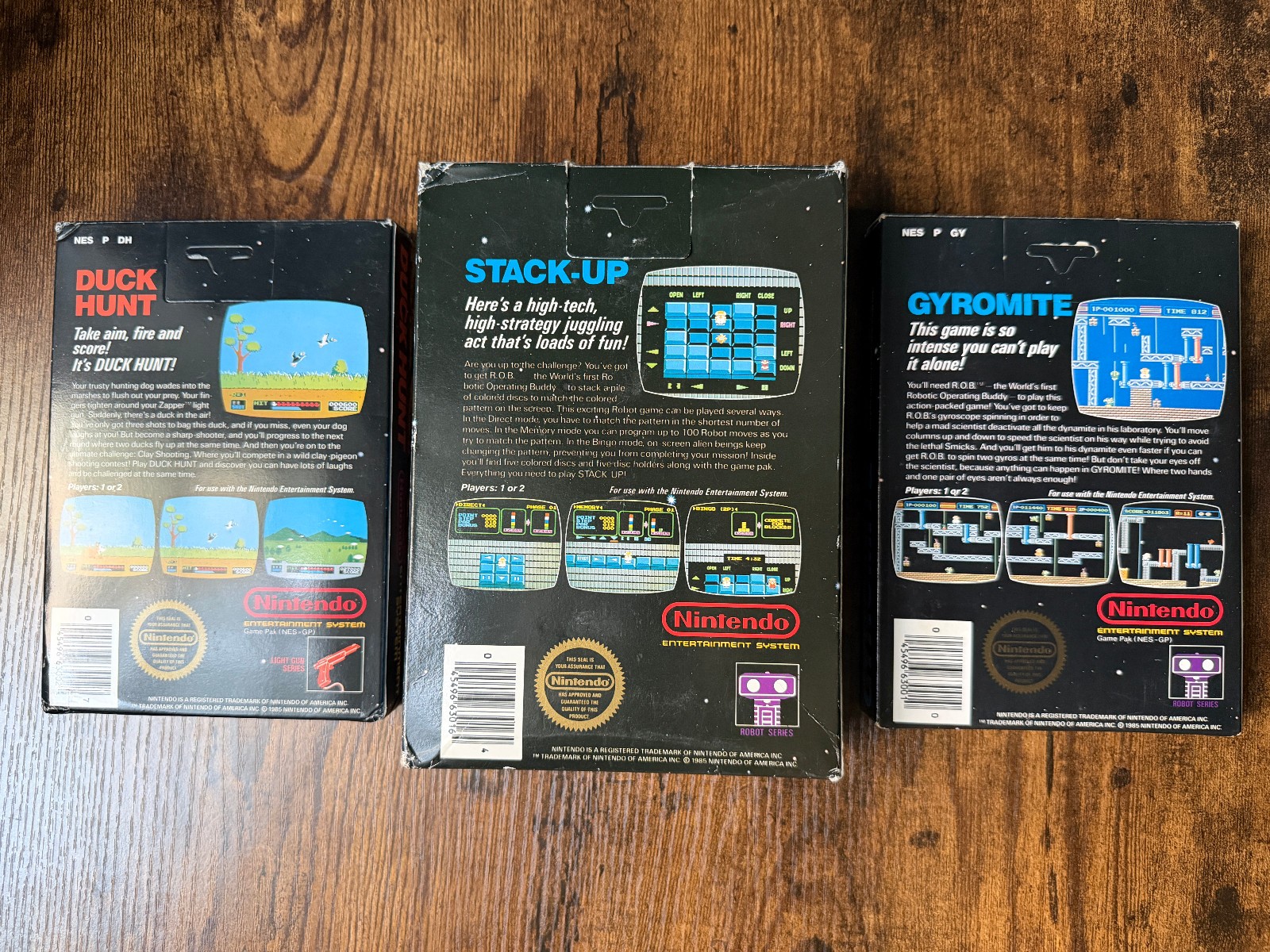 Stack-Up/Gyromite/Duck Hunt Nintendo NES complete box rob post-Deluxe Set system