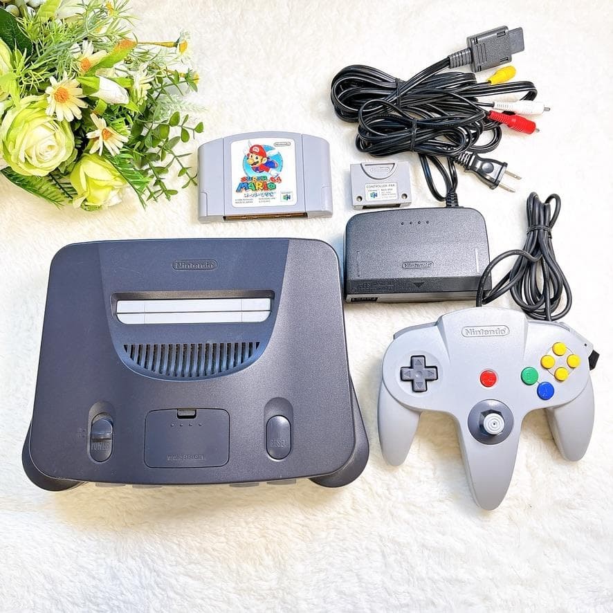 Nintendo 64 N64 Console Set w/ Super Mario 64 Tested Working Japan