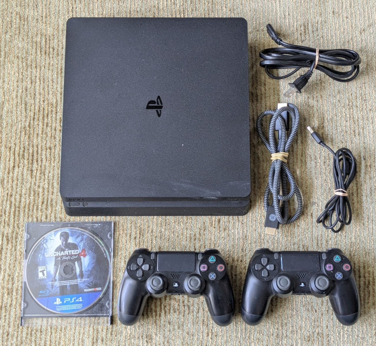 Sony Playstation 4 Slim PS4 500GB Console Controllers Cables LOW FIRMWARE 7.50