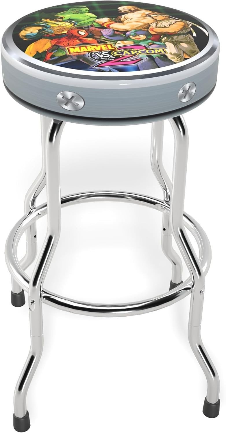 Arcade1Up Marvel VS Capcom 2 Adjustable Arcade Stool Chrome Steel