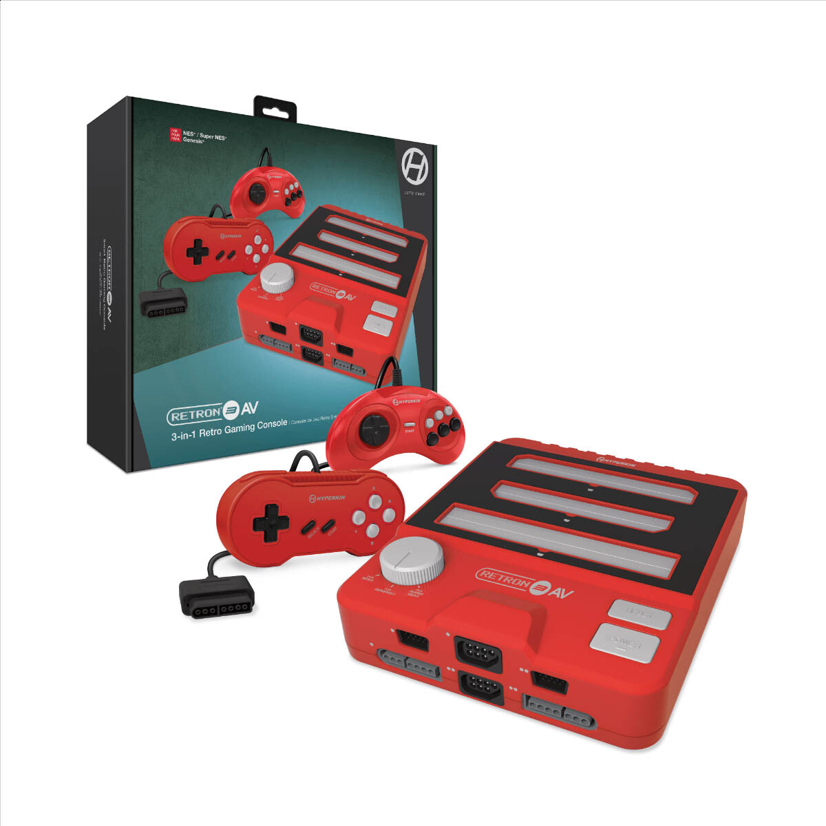 Hyperkin RetroN 3 AV Console for NES, SNES,Super Famicom, Genesis/Mega Drive Red