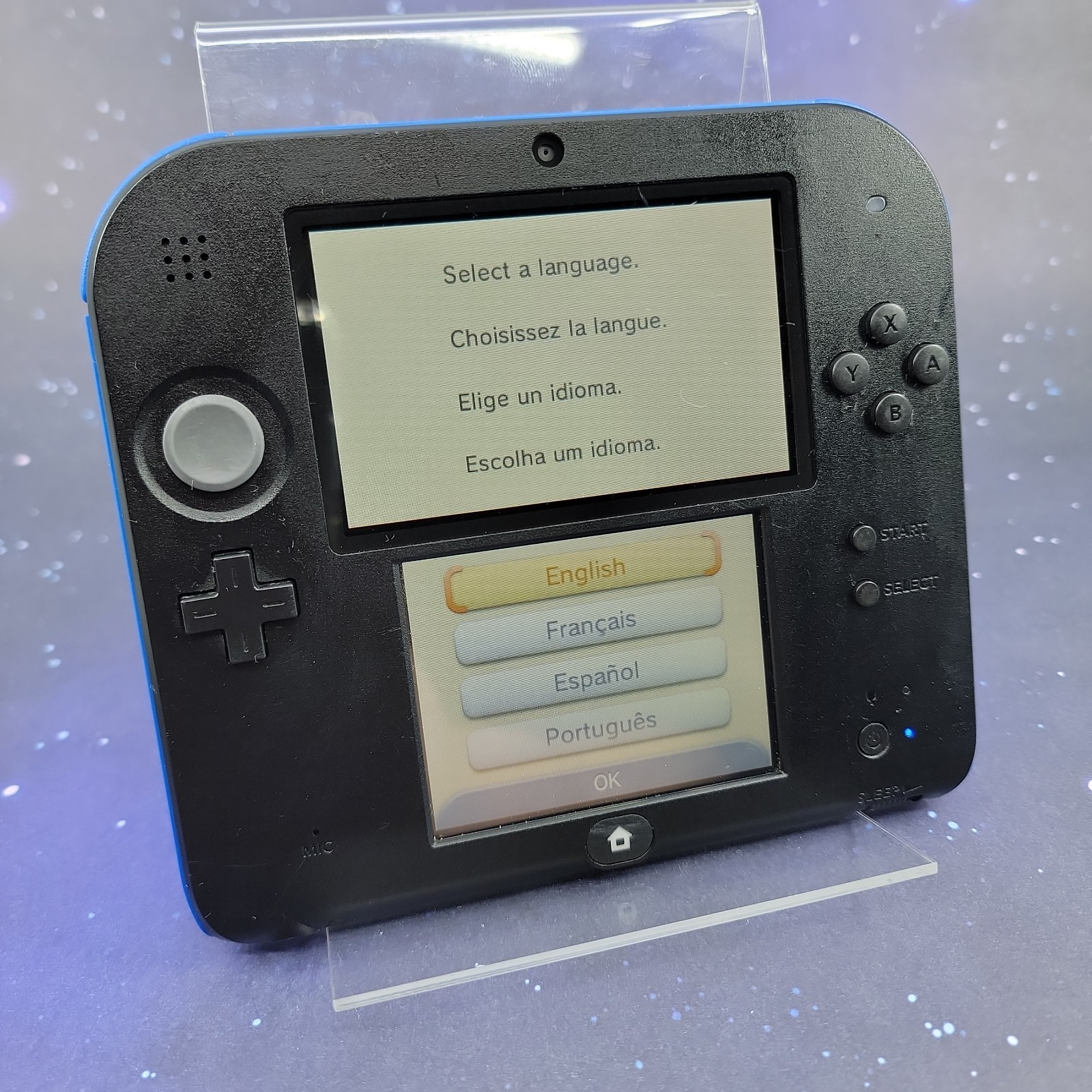 Nintendo 2DS Console Blue Black W/ Stylus & Power Cord Tested Working NTSC-U