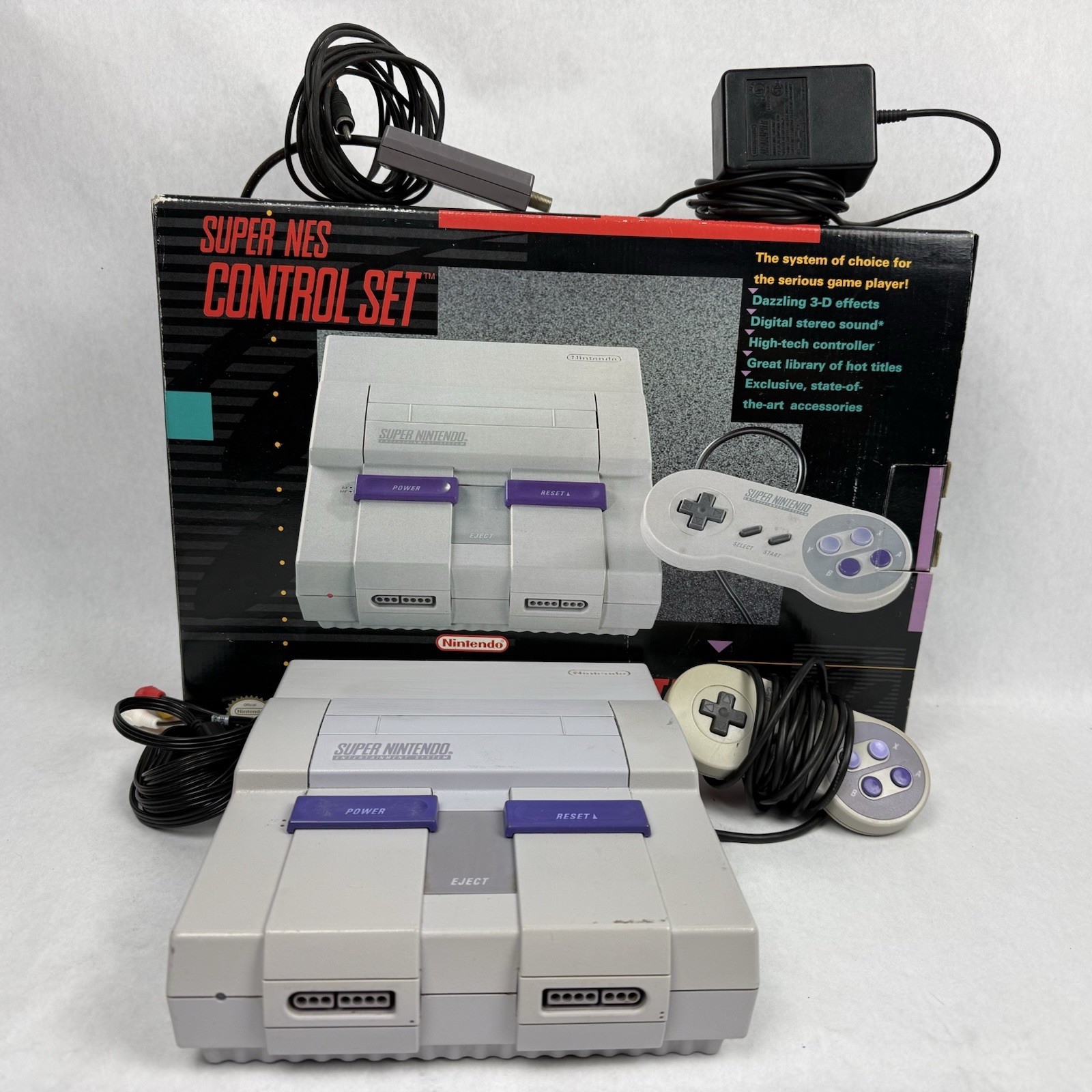 Super Nintendo System SNES Super Set Complete w/Box & Manual TESTED