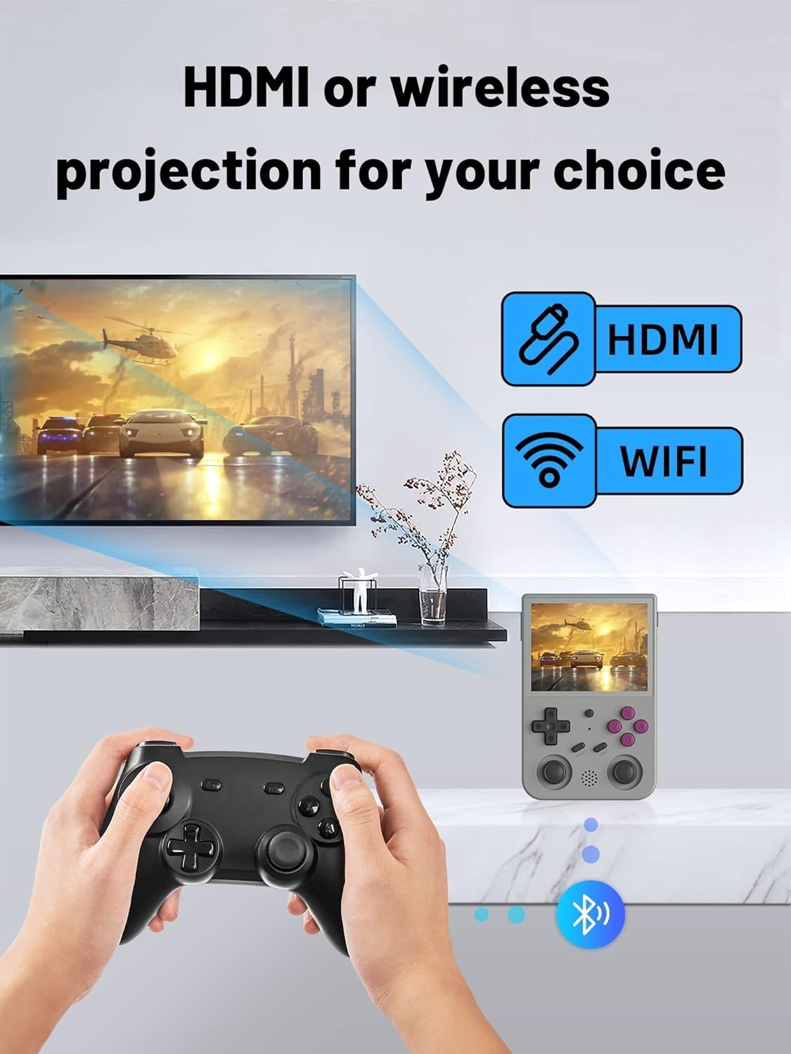 Portable RG353VS Game Player – 3.5″ IPS Screen, 64GB Retro Gaming Experience