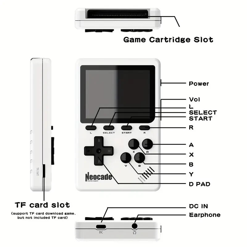NEOCADE GB Pocket Retro Gaming Console – Licensed GBA Cartridge Support, 3″ HD