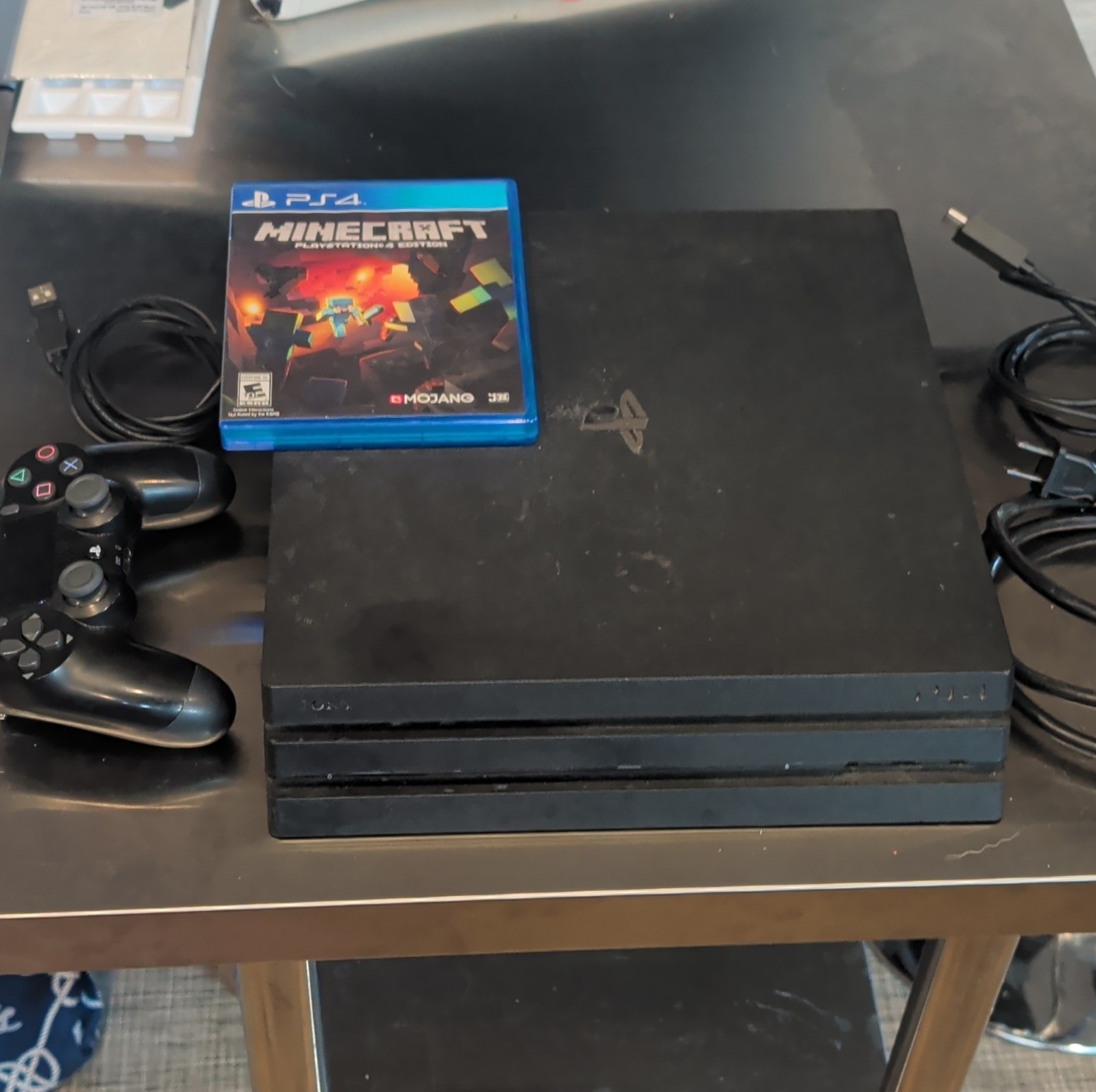 Sony PlayStation 4 Pro Black 4K UHD Console w/ DualShock 4 Controller Minecraft