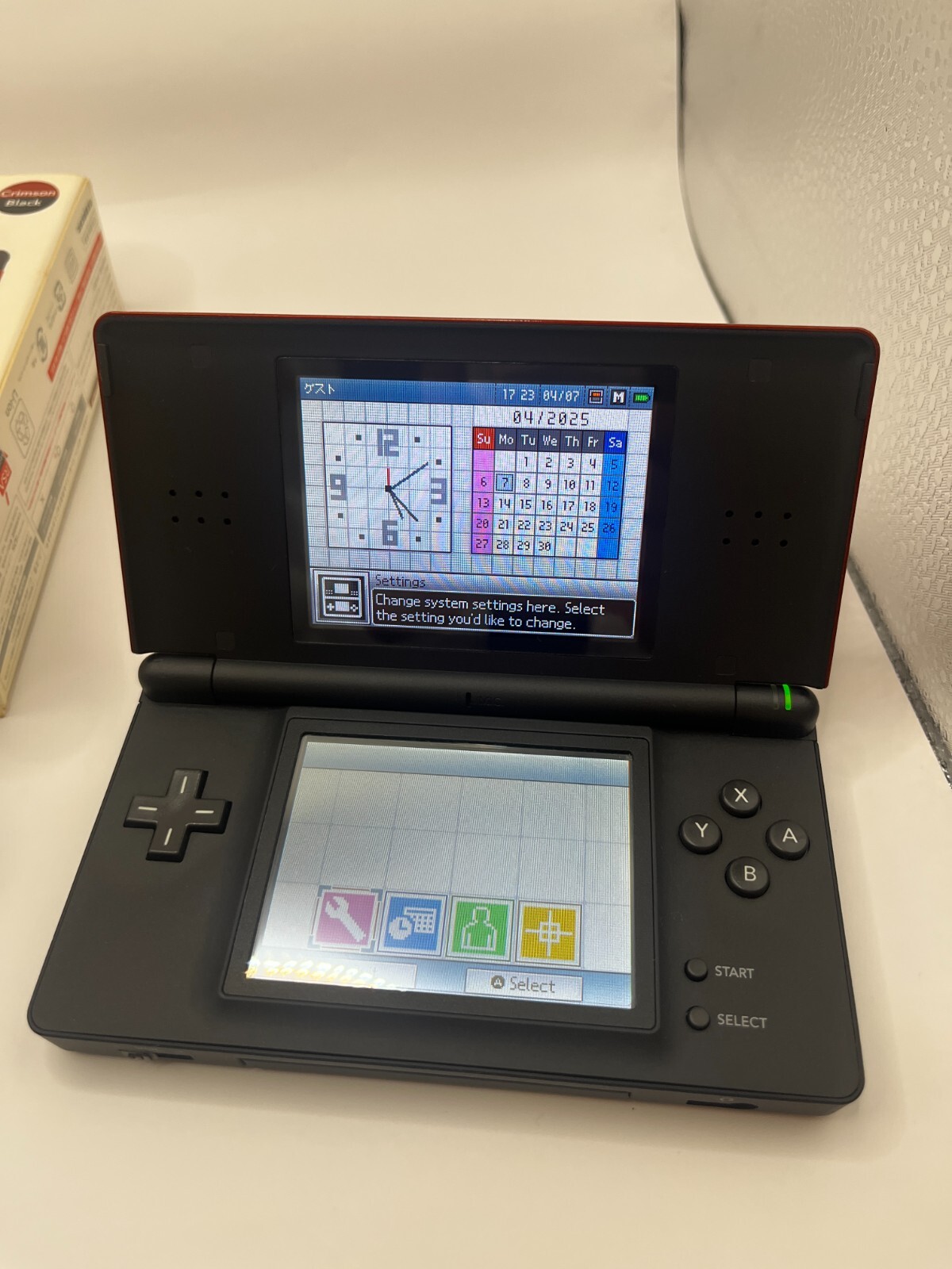 Nintendo DS Lite Console W/Charger USG-001 Crimson Red/Black