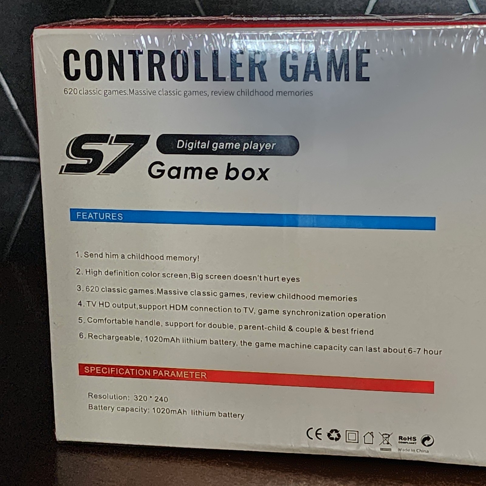 Controller Game S7 Game Box 5.7 inch Display Screen with TV Connect Black White