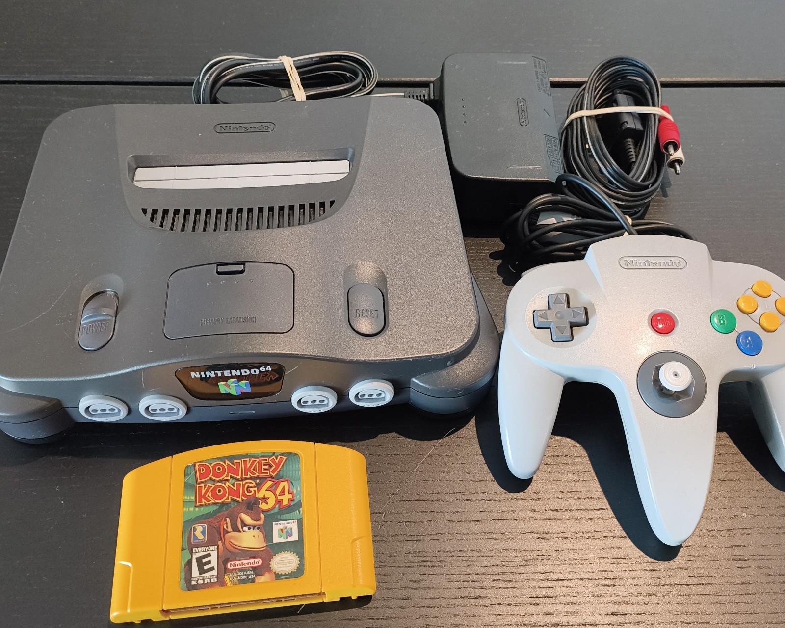 Nintendo 64 N64 Console Gray W/ Donkey Kong 64 and Expansion Pack Tested Working