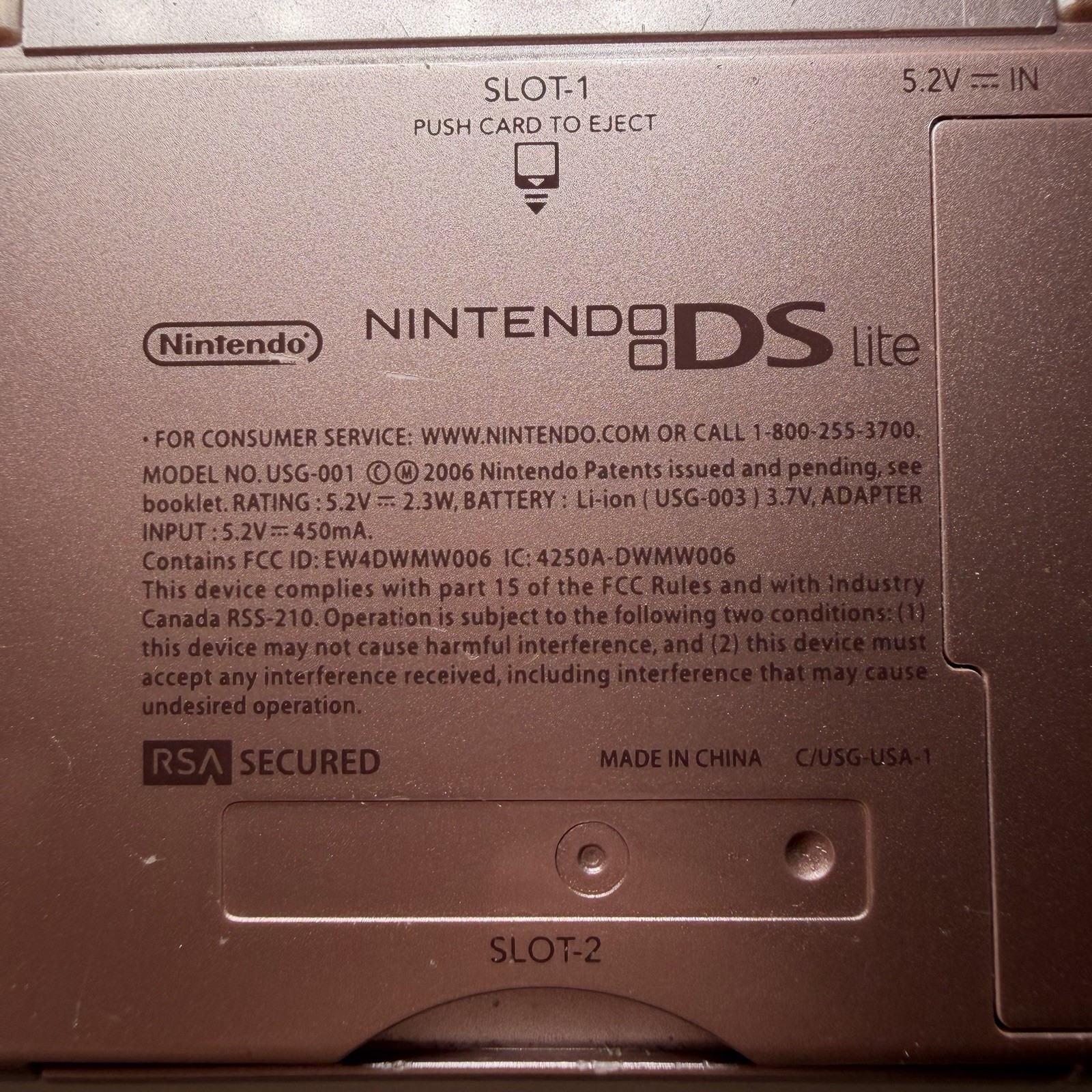 Nintendo DS Lite Console Pink/ Metallic Rose – Tested W/ Charger & No Stylist