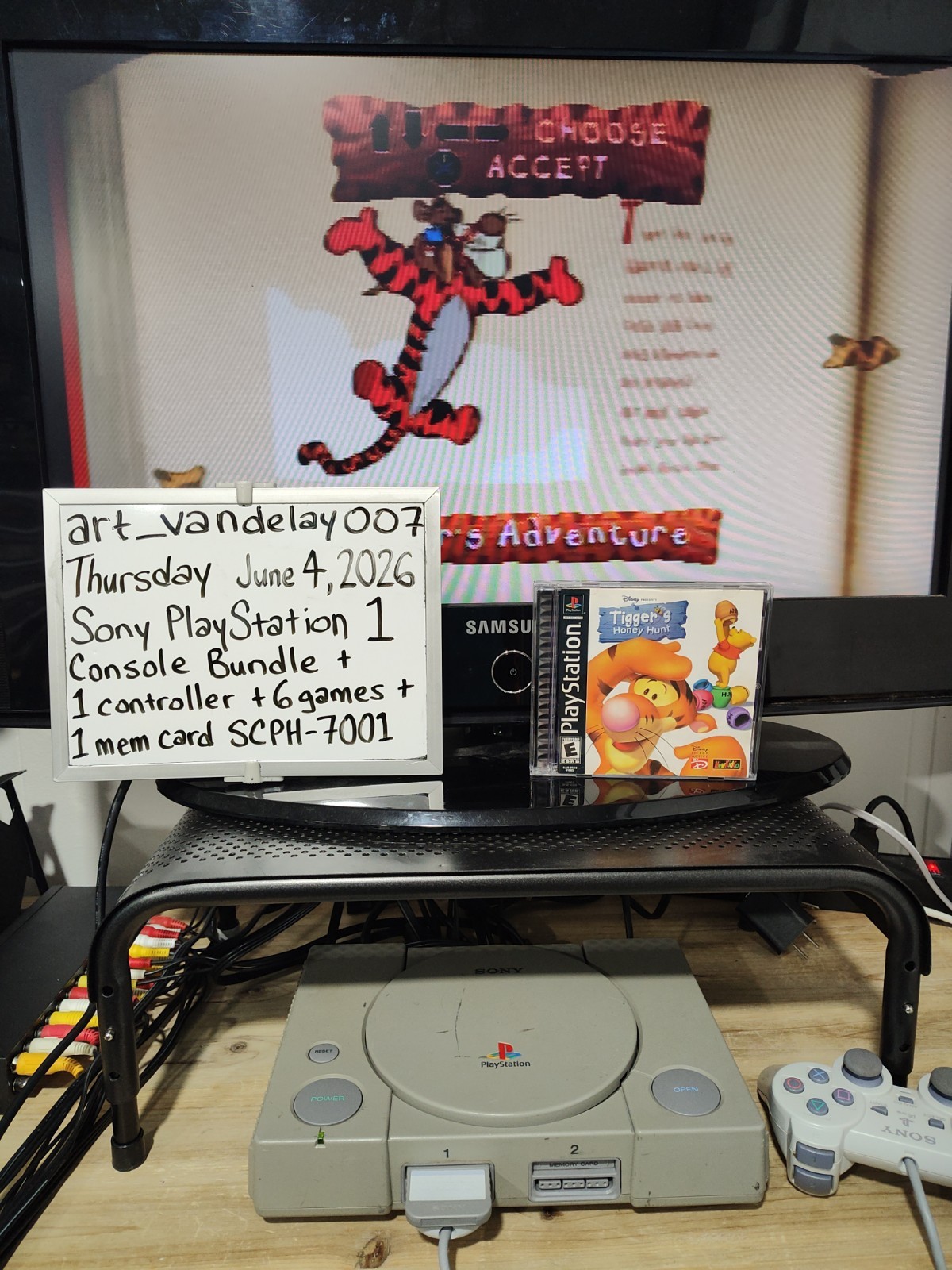 Sony PlayStation 1 Bundle SCPH-7001 + 1 Controller + 6 Games + Mem Card* Tested!