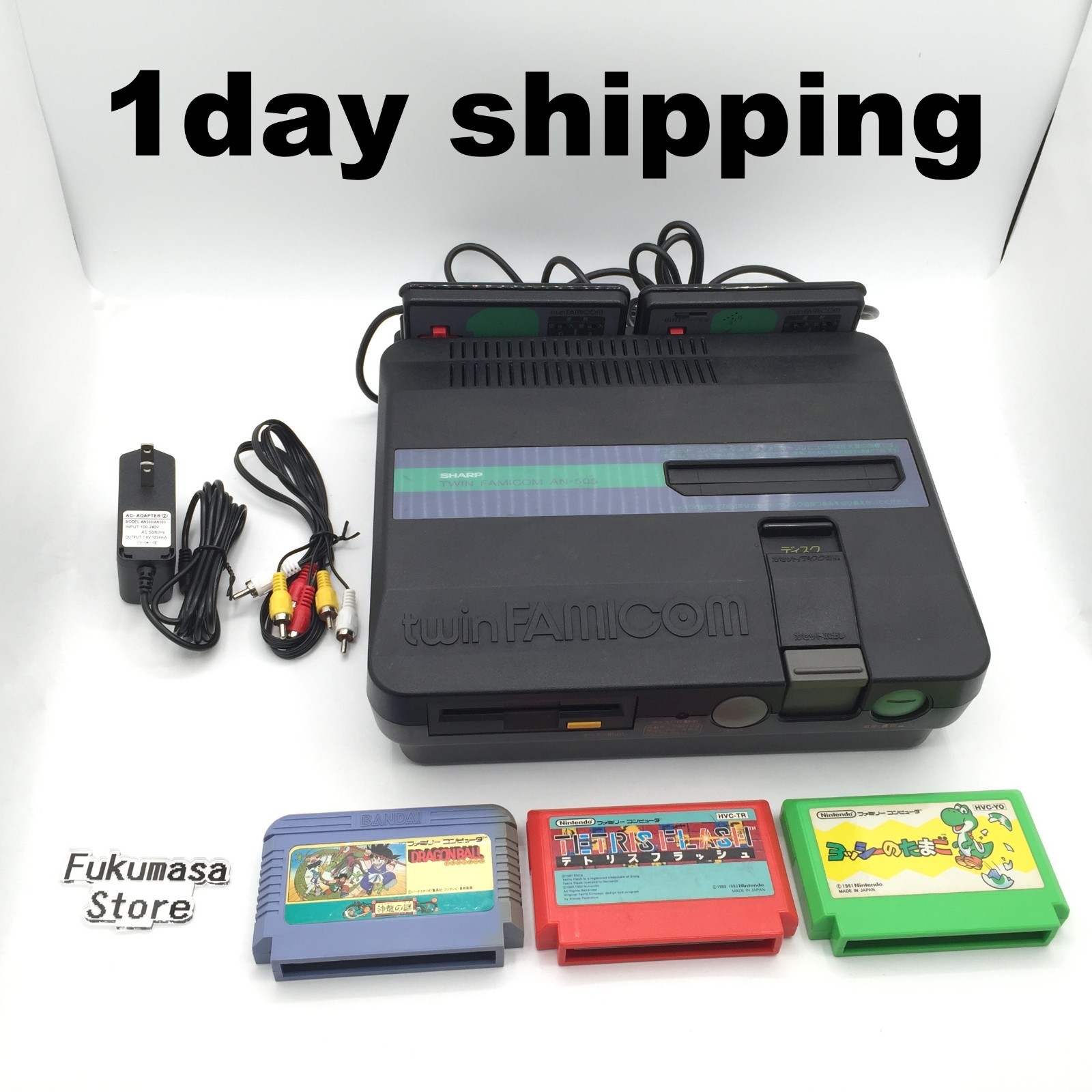 Sharp Twin Famicom Console System Black New Belt AN-505-BK Japanese Tested