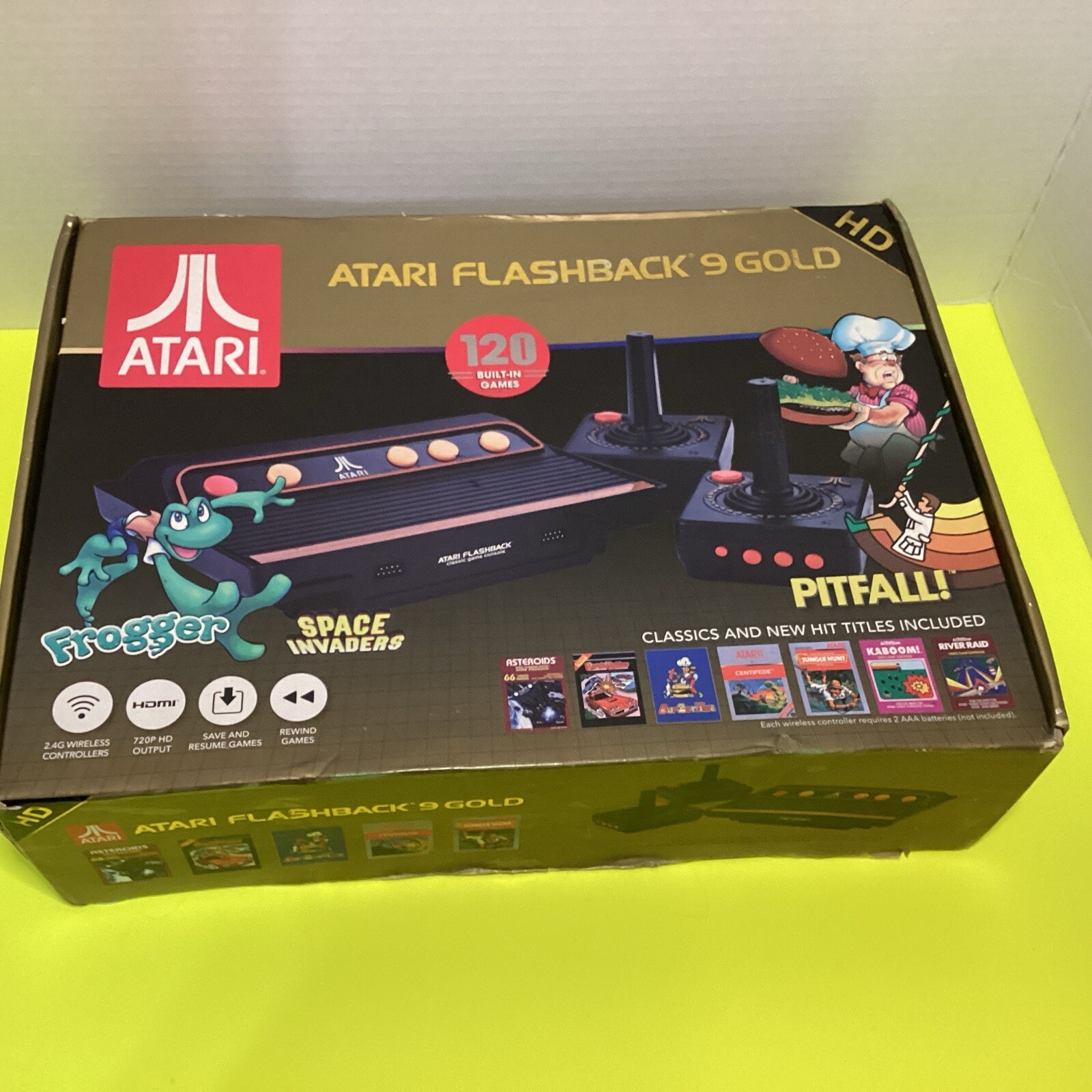 Atari Flashback 9 Gold HD Console 120 Built-in Games & Controllers Tested Works