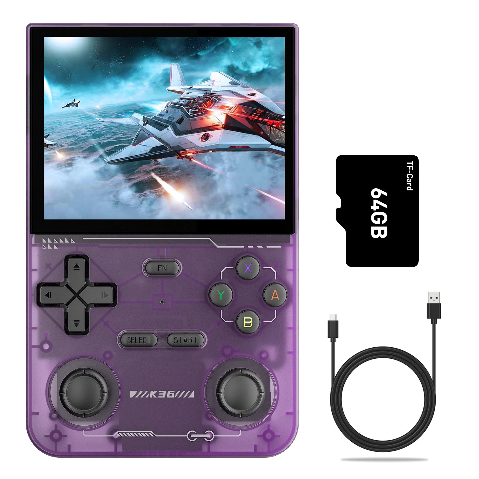 K36 Handheld Retro Gaming Console 64GB IPS Kids Play Video Game Console Fun Gift