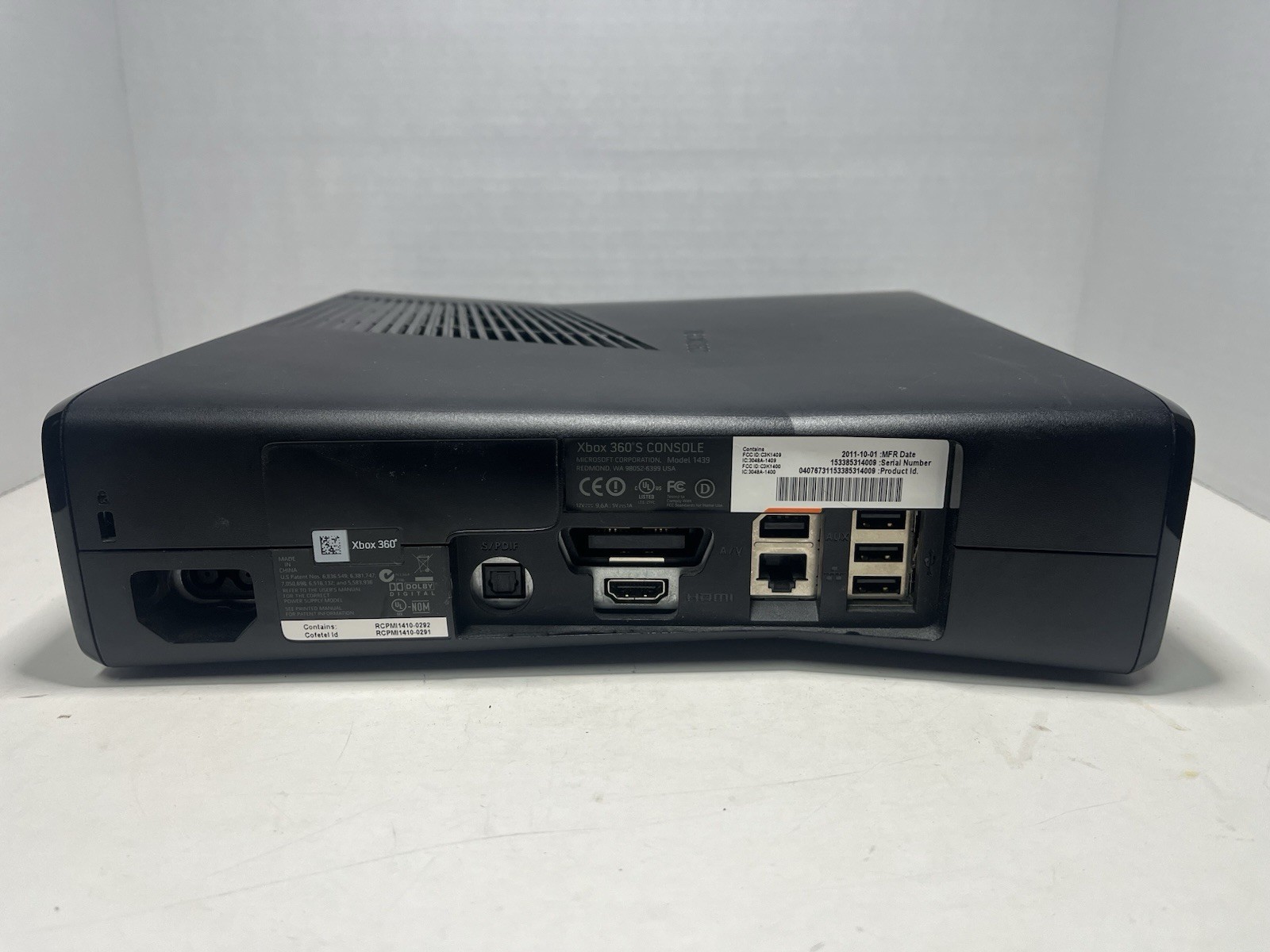 Microsoft Xbox 360 S Slim Black Console Model 1439 220GB + Power Supply – Tested