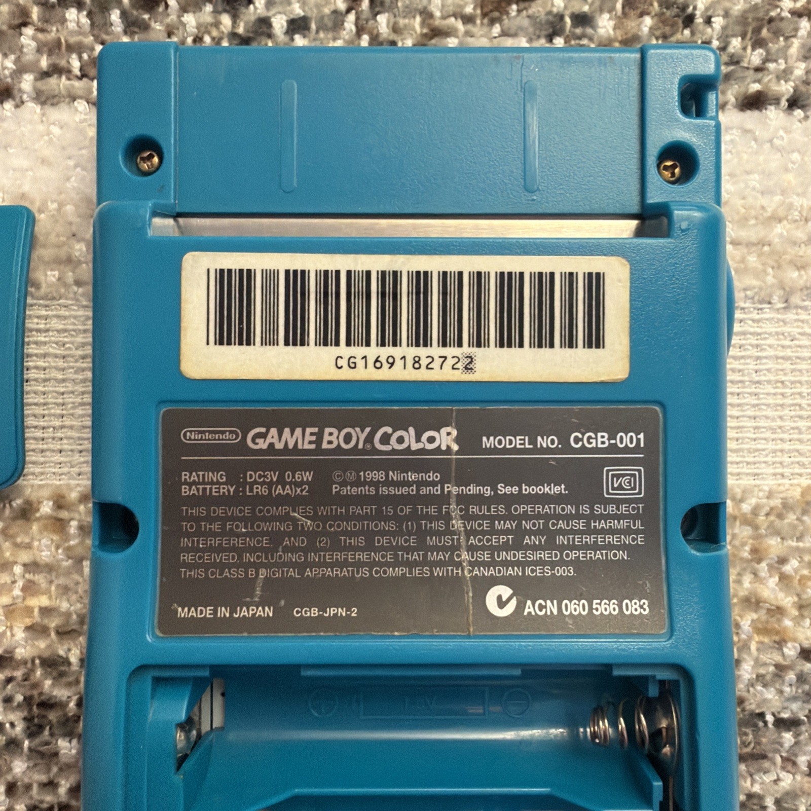 Nintendo Game Boy Color Game Console – Teal – CGB-001 w/ Tetris Cartridge Bundle