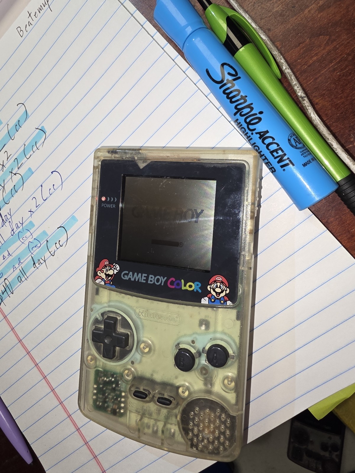 Authentic Rare Nintendo Game Boy Color Clear JUSCO Mario Limited Edition Works