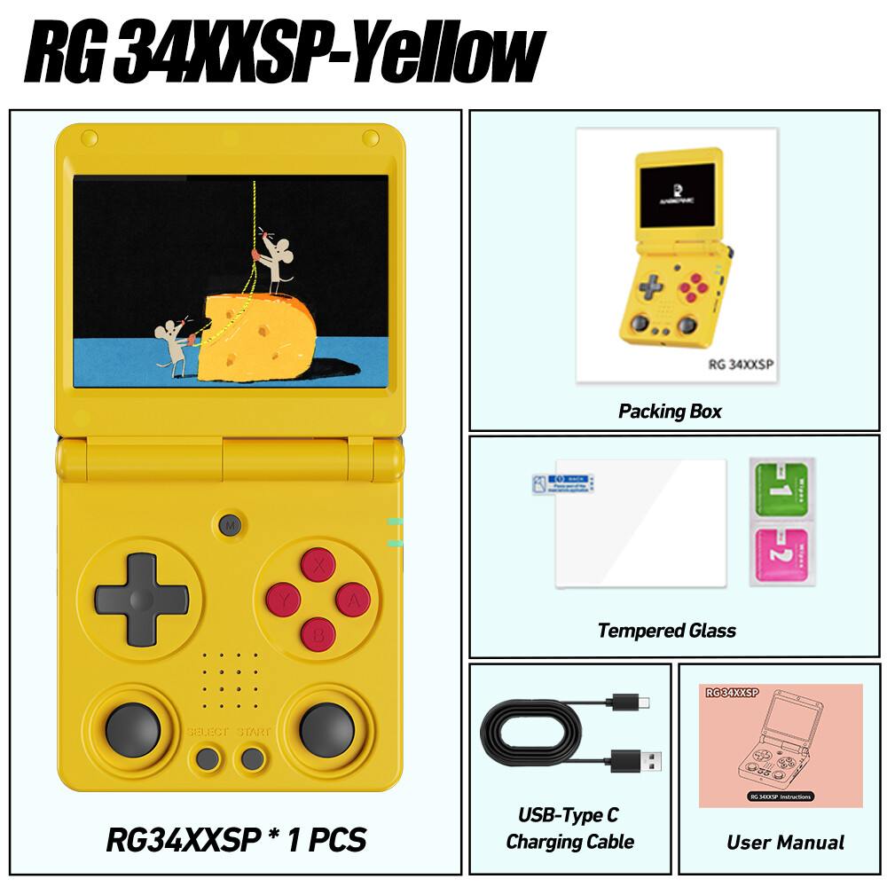ANBERNIC RG 34XXSP Handheld Game Console H700 3300mAH Game Player 64G 4K+ Gifts