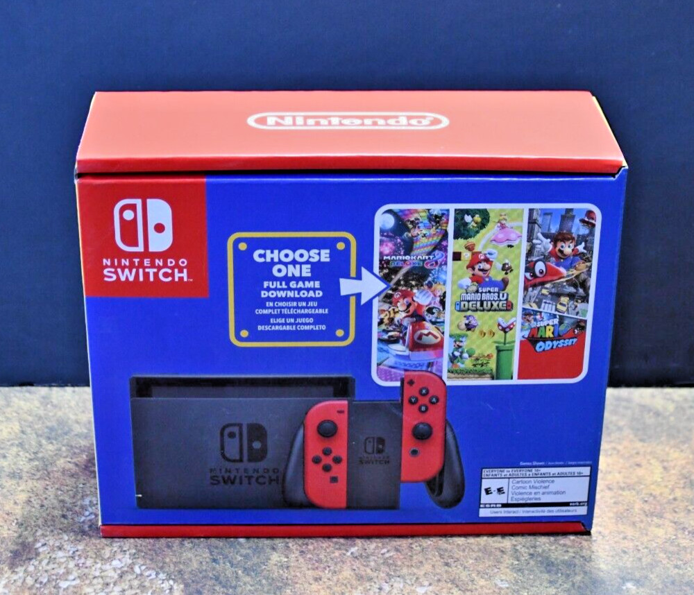 Nintendo Switch Mario Face Bundle 32GB Console – Black/Red NEW