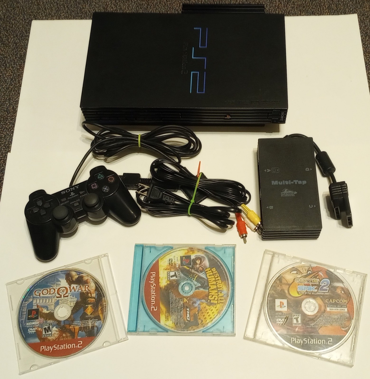 Sony PlayStation 2 PS2 Console Bundle SCPH-39001/N Controller Network Adapter