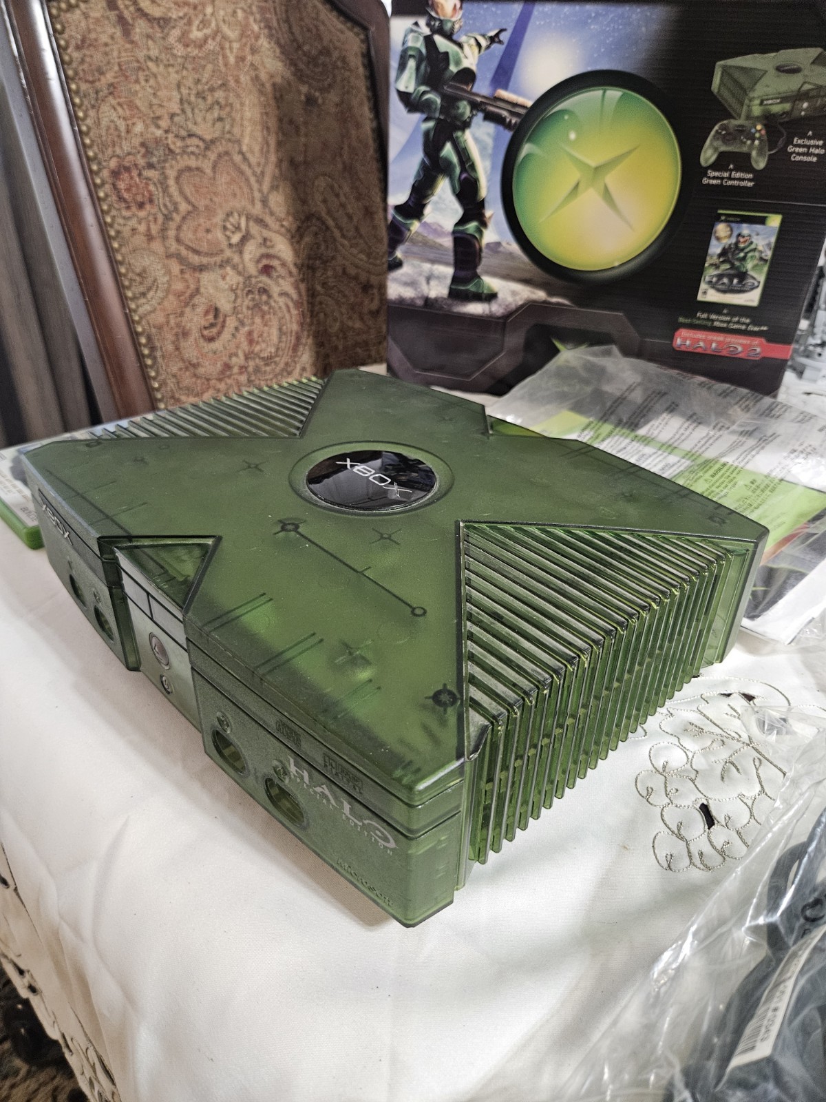 OG Xbox Halo Edition System Console In Box With 4 Controllers And Extras