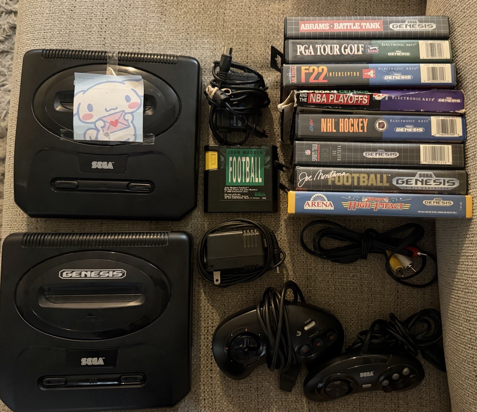 2 Sega Genesis Bundle MK-1631 – 2 Controllers – 9 Games – Tested, Working READ