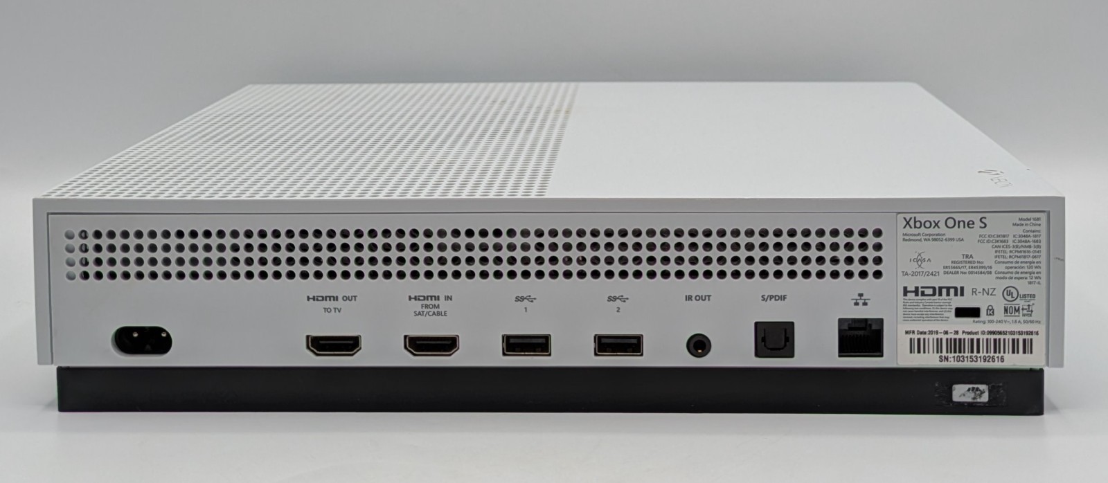 Microsoft Xbox One S 1TB Console White with Controller Cables & Box WORKS
