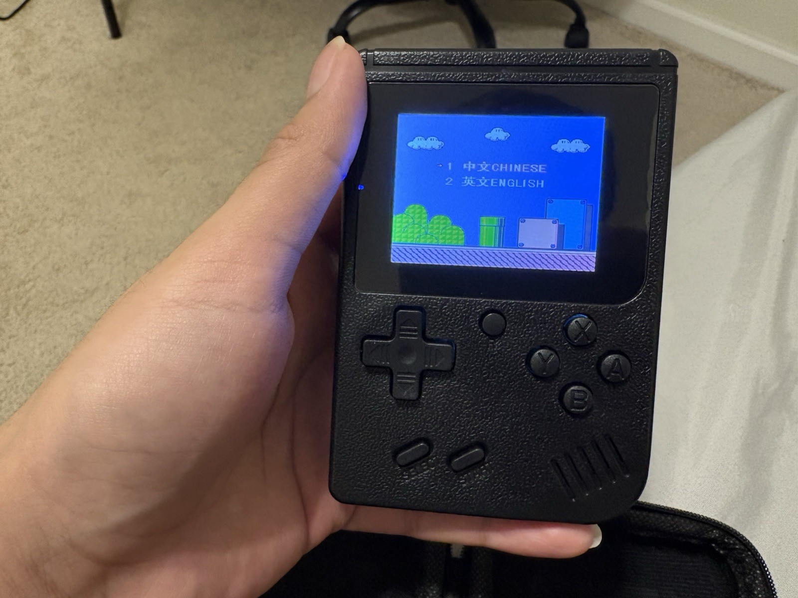 Handheld Retro Game Console Black w/ Case, Cables & Wired Controller