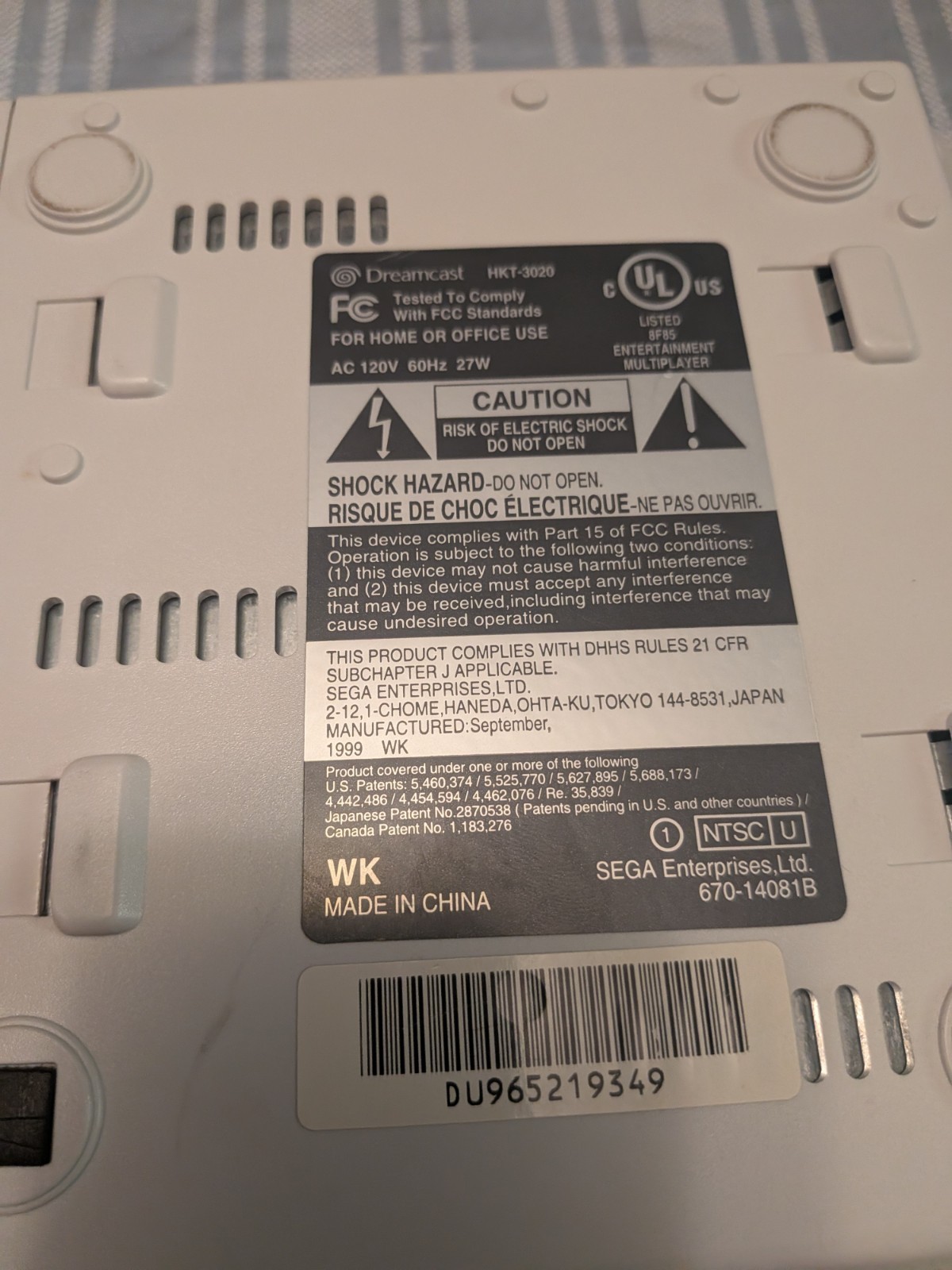 SEGA Dreamcast Console – White NTSC-U/C (US/Canada) -Tested HKT-3020