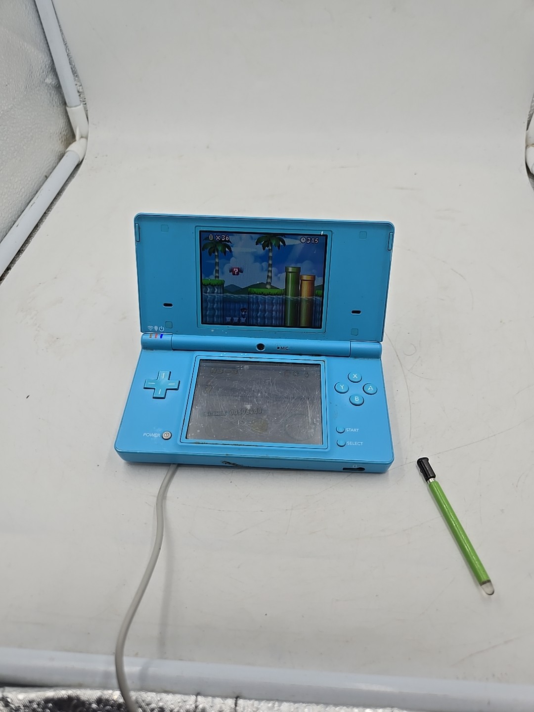 nintendo dsi console Blue Adapter & Pen With Super Mario Game Working