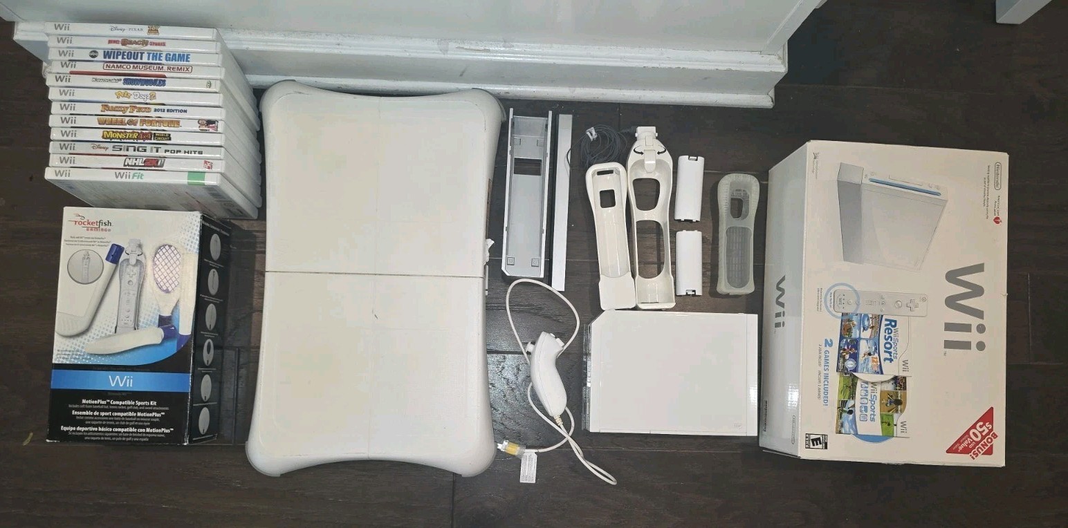 Nintendo Wii In Box With 13 Games + Wii Fit And Balance Board