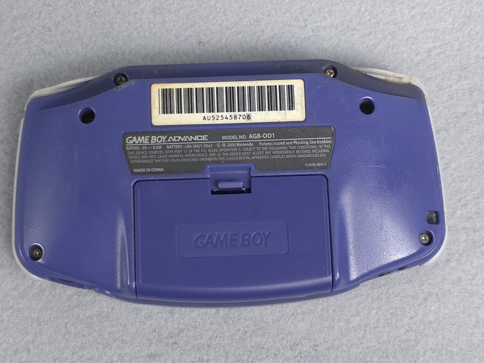 Nintendo Game Boy Advance Handheld System Indigo Purple Tested & Works!