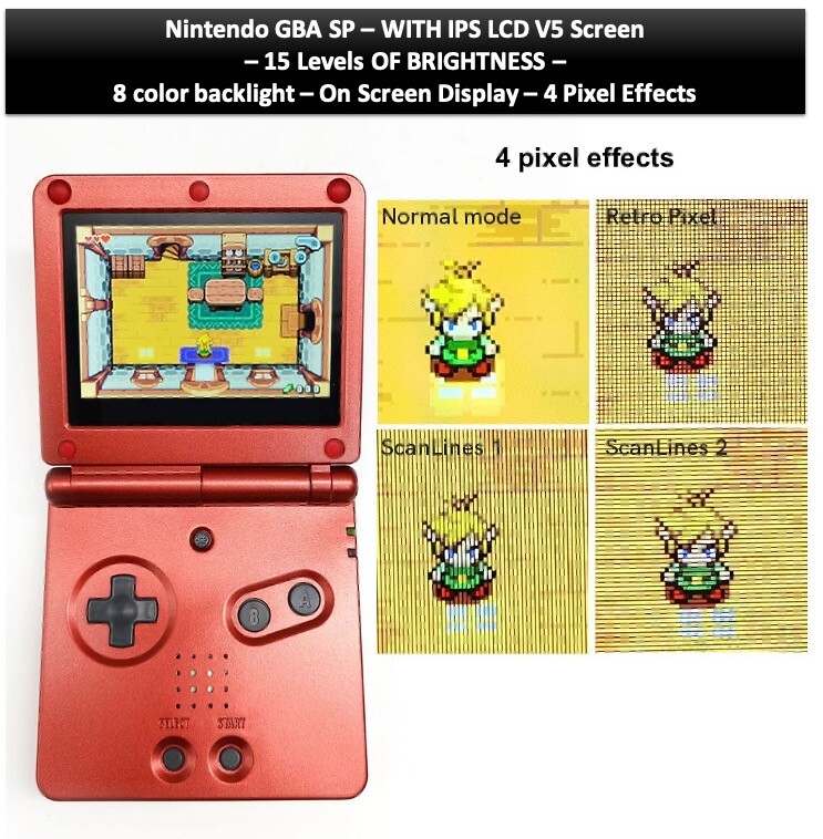 Game Boy Advance GBA SP IPS MOD V5 newest Version OSD 15 Levels of Brightness