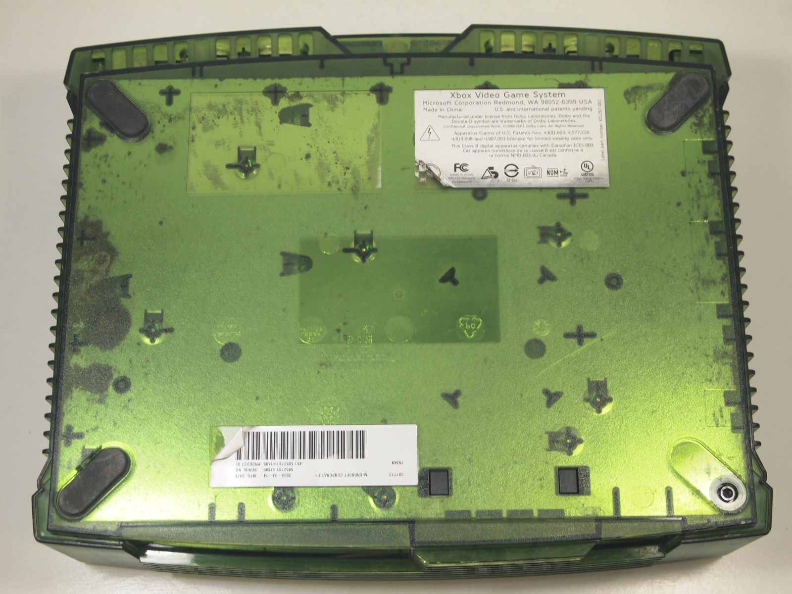 Original Xbox Halo Special Edition Green Console For Parts or Repair