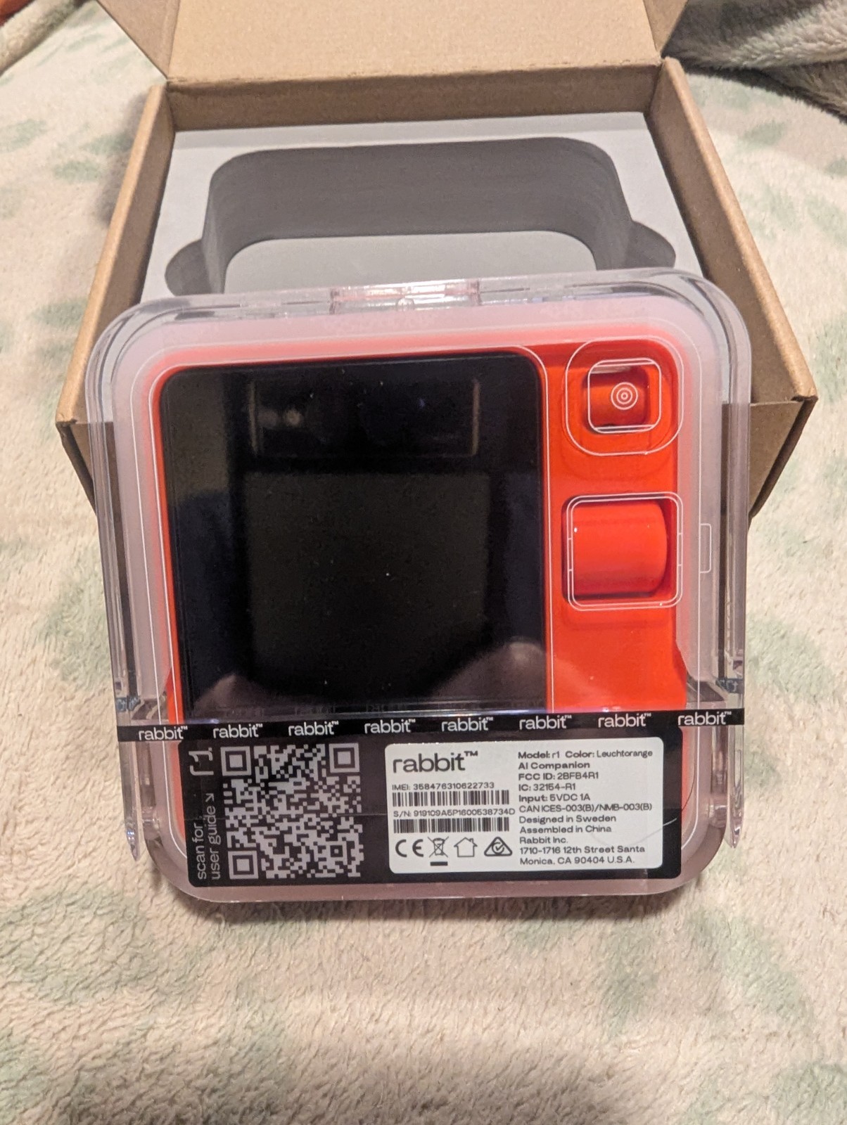 rabbit Orange & Clear Back Case Cell Phone Case Cover. Still Sealed In Plastic.