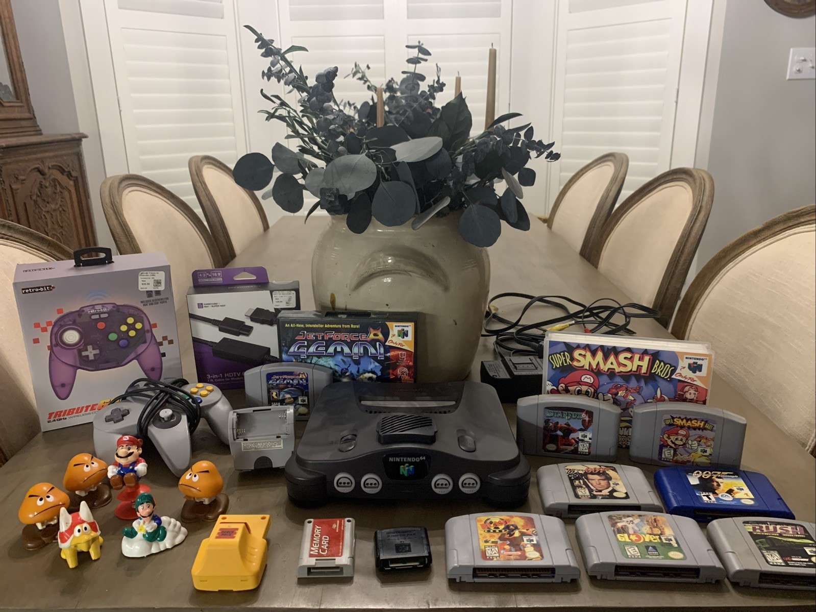 Nintendo 64 Console 8 Game Lot Original And Modern Controller / Cables