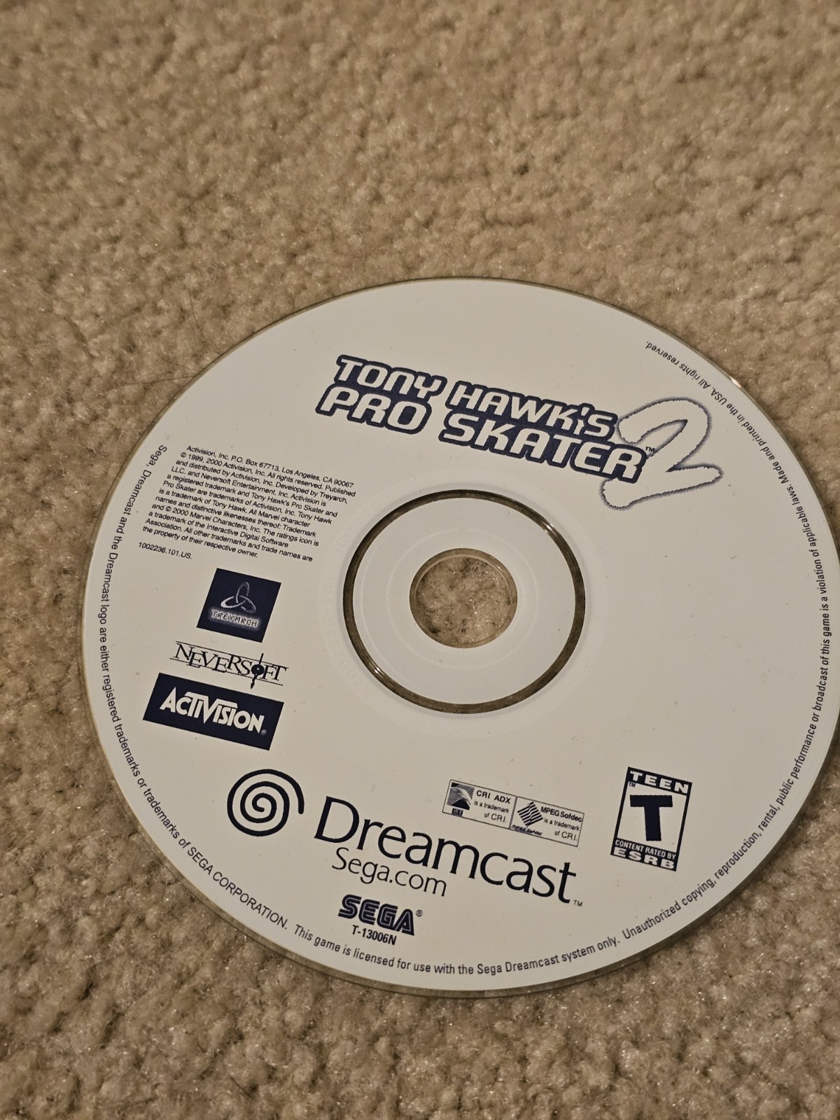 SEGA Dreamcast Console HKT-3020 with Controller, Cords, & Tony Hawk Game