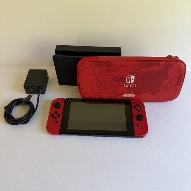 Nintendo Switch HAC-001 Console with Dock, Charger & Carrying Case Red Joy-Cons