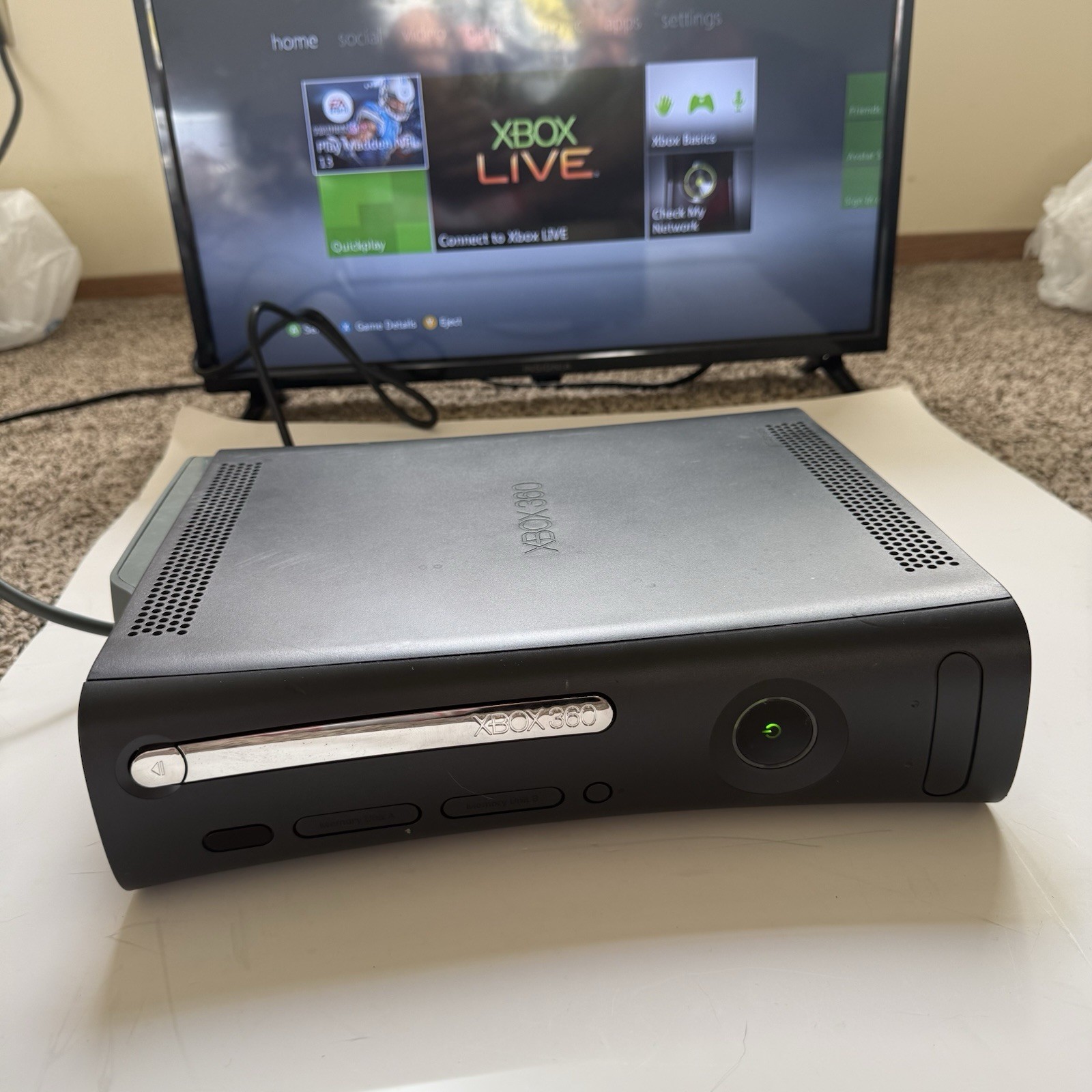 Xbox 360 Elite Black Console Falcon 14.2A HDMI Tested Bundle Madden 13 Cables