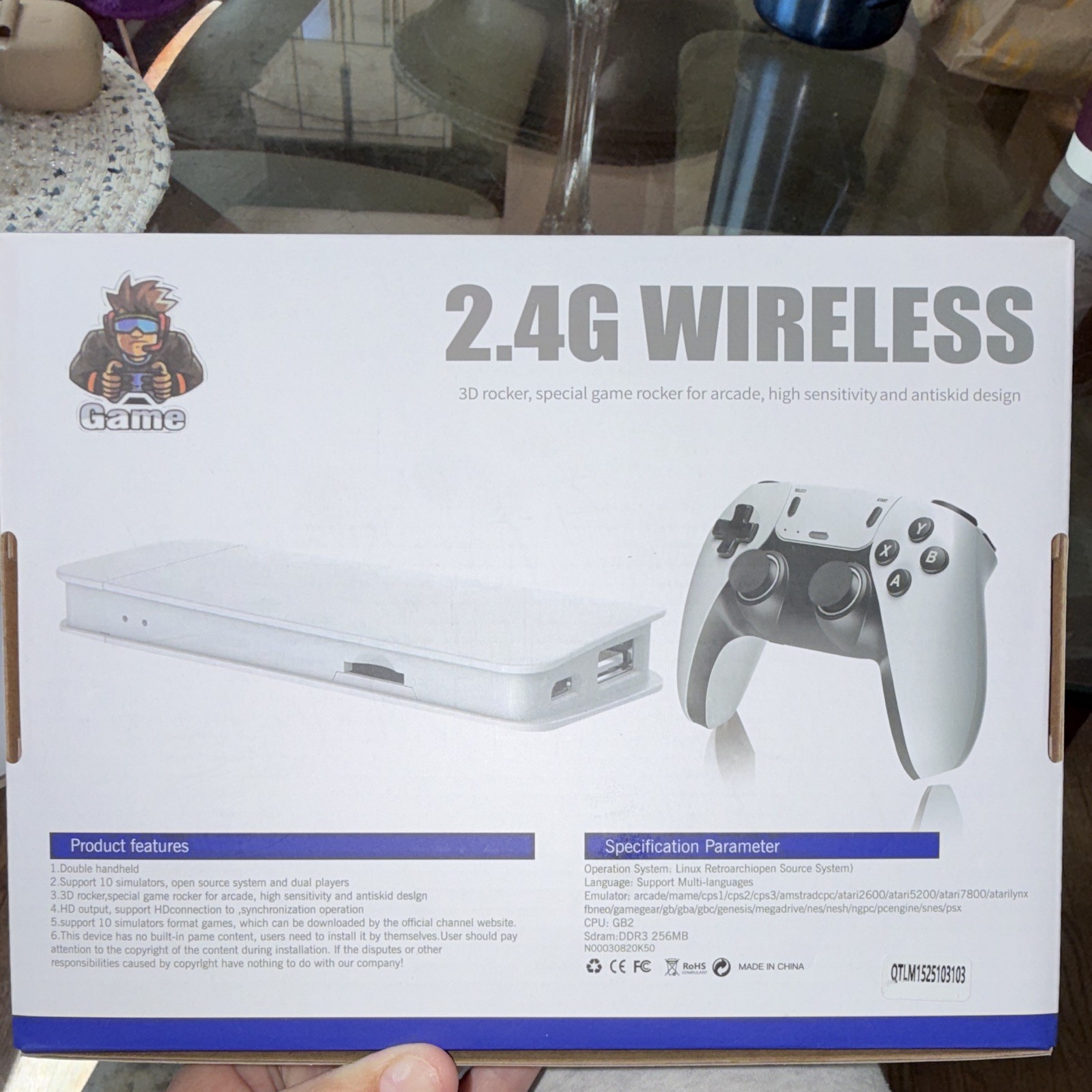 Game 4K UHD 2.4G Wireless Microconsole w/ 2 Controllers HDMI USB White/Black