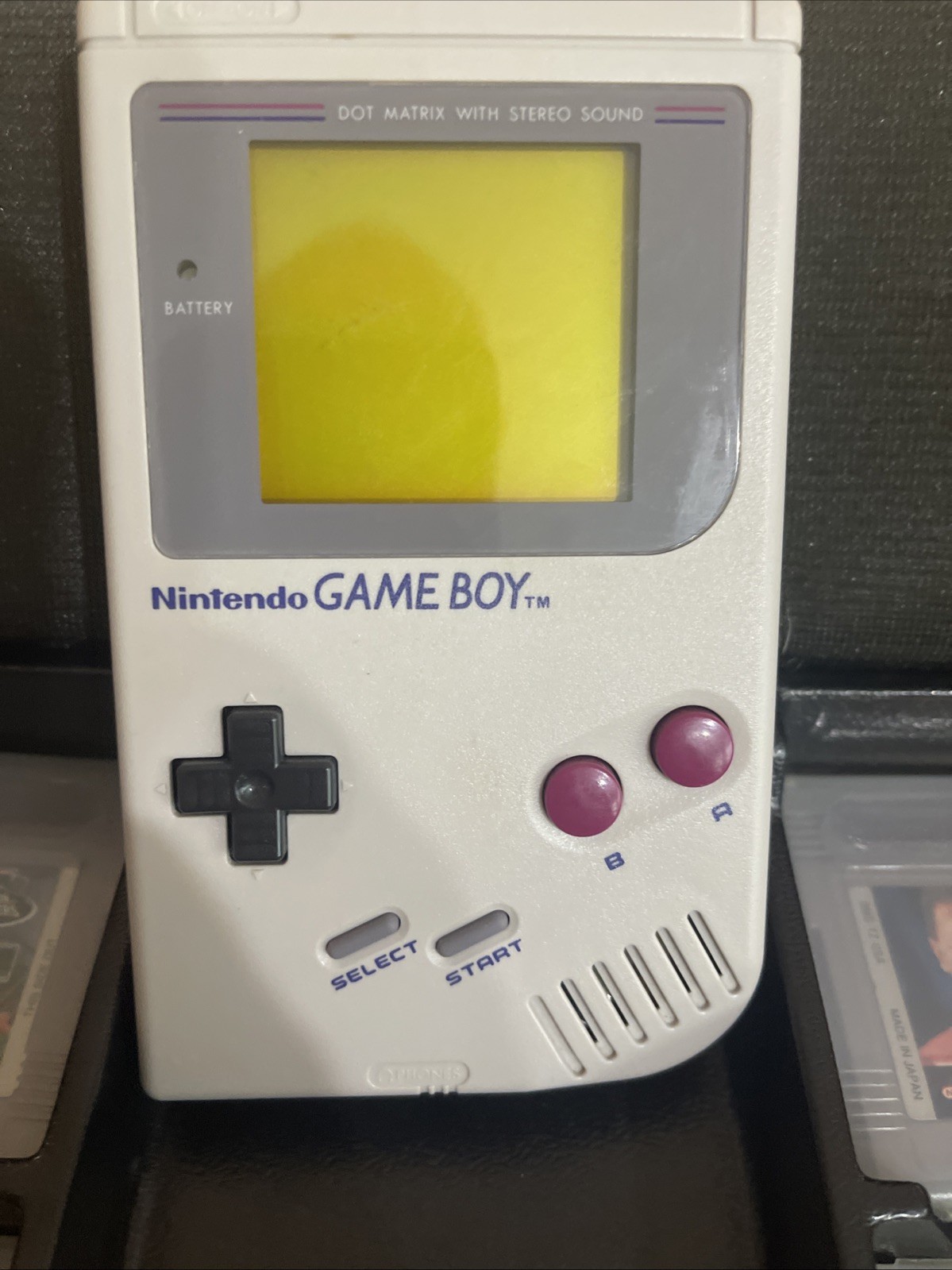 Nintendo Game Boy console and 4 Games With Travel Case & Linkage Cable All Works