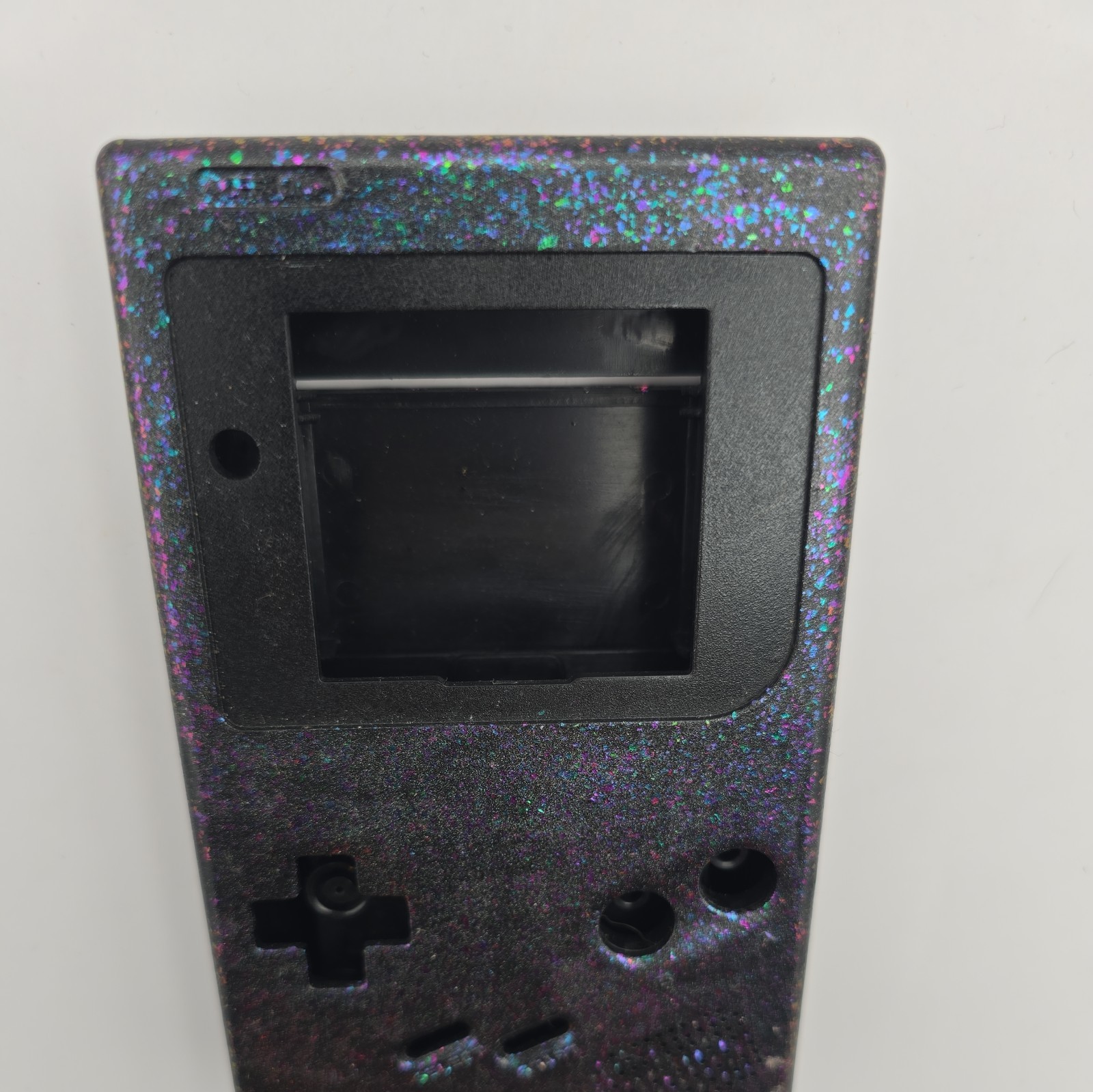 Game Boy DMG IPS Custom Kitsch Bent shell black holographic purple blue