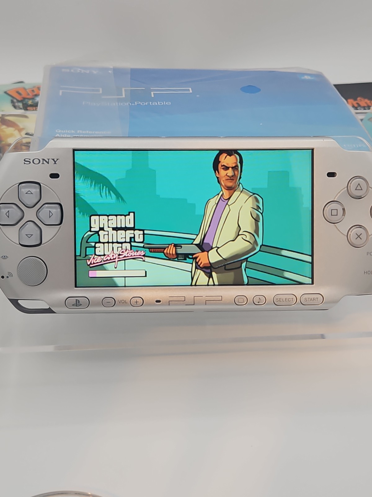 Sony PSP 3001 Silver Portable Handheld Console System Bundle With 12 Games Case