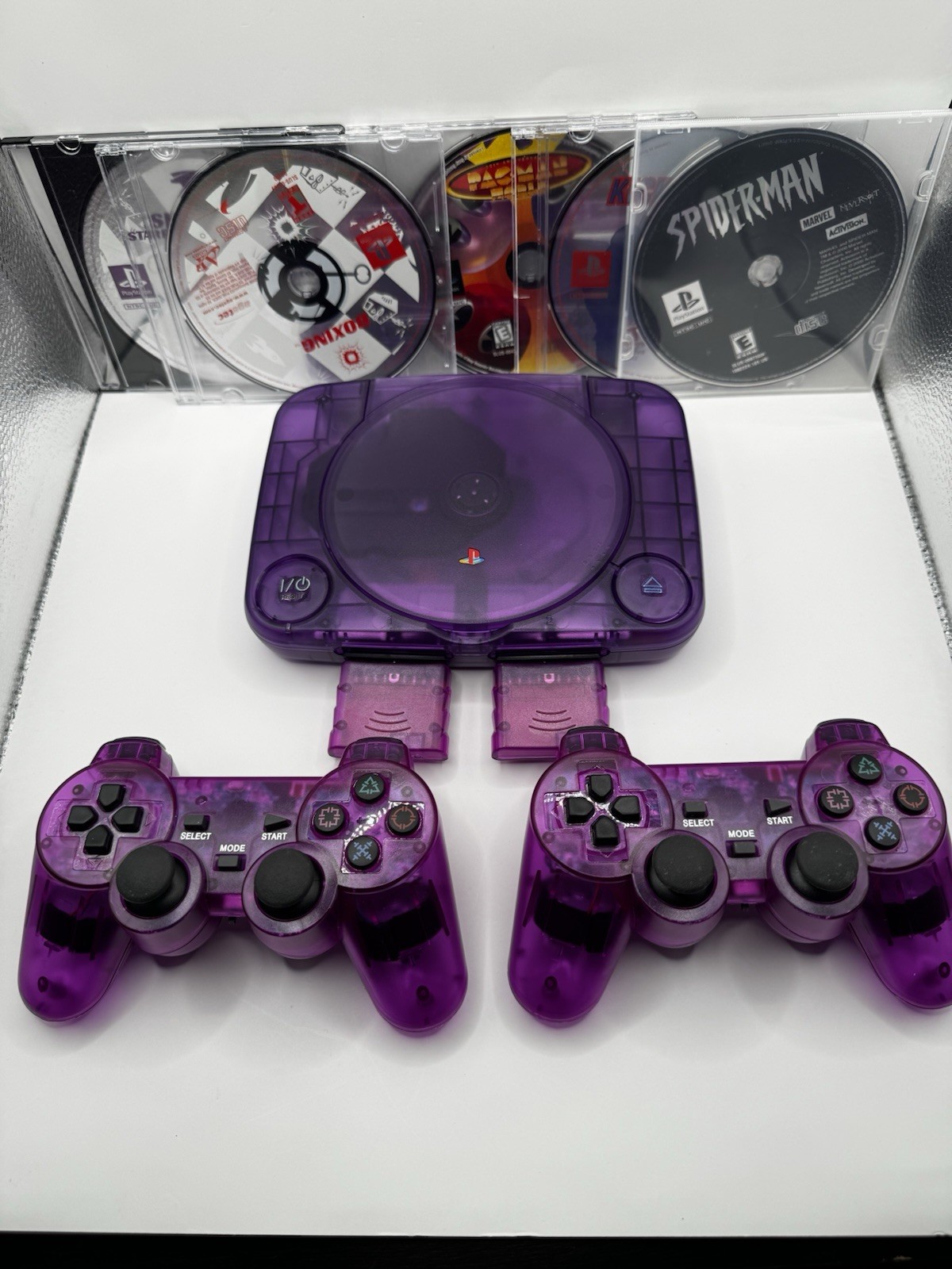 Sony Playstation 1 PS1 Slim Console Transparent Purple W/ Power & AV Cable