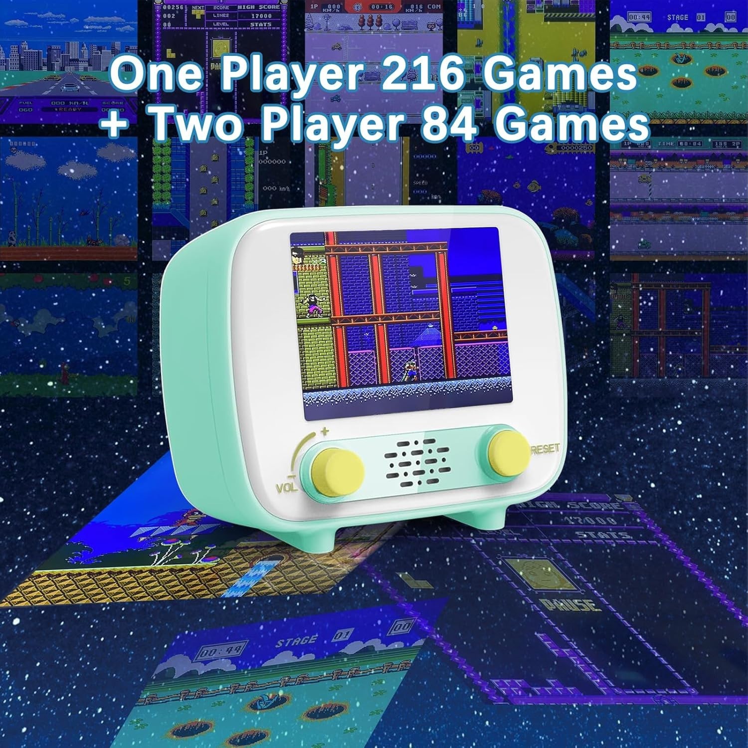 Rechargeable Retro Handheld Console with TV Connection – 2 Controllers Included